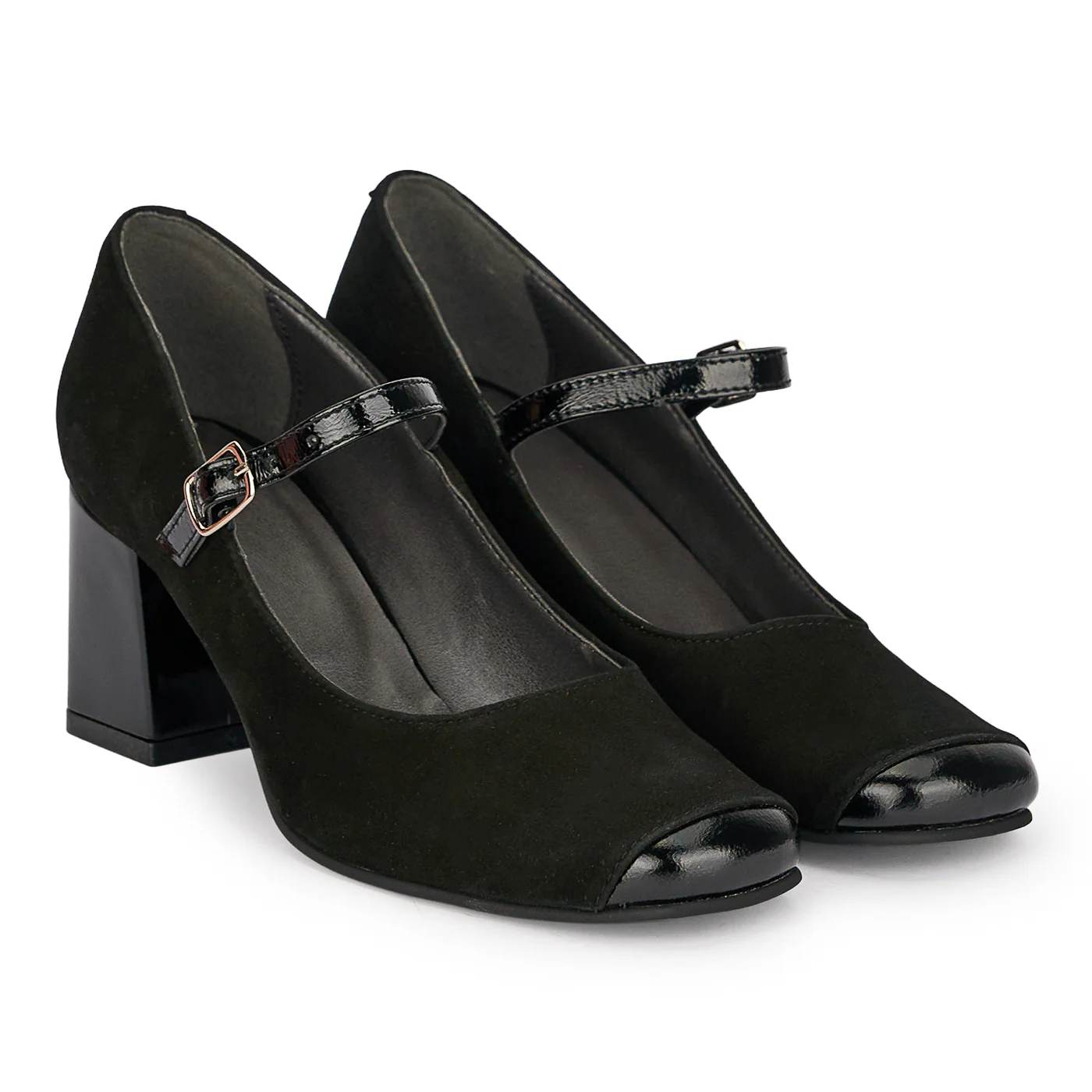 Pantofi dama din piele naturala neagra cu toc gros 6.5 cm 18885 - Image 4
