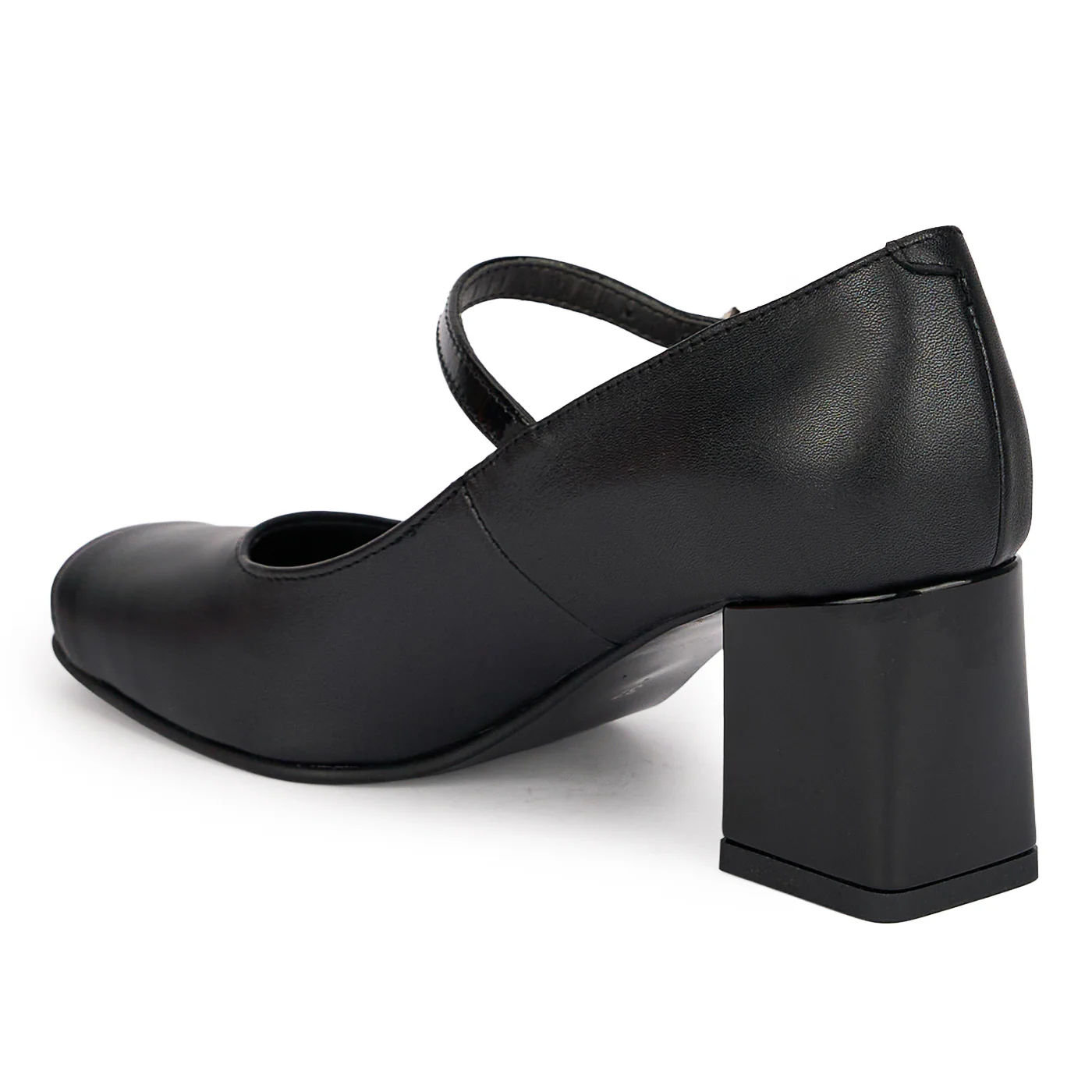 Pantofi dama din piele naturala neagra cu toc gros 6.5 cm 18886 - Image 2