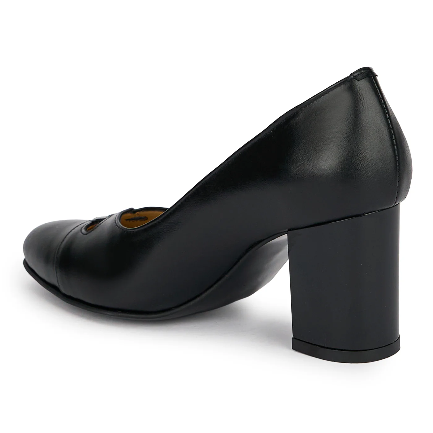 Pantofi dama din piele naturala neagra cu toc gros 6.5 cm 19189 - Image 2