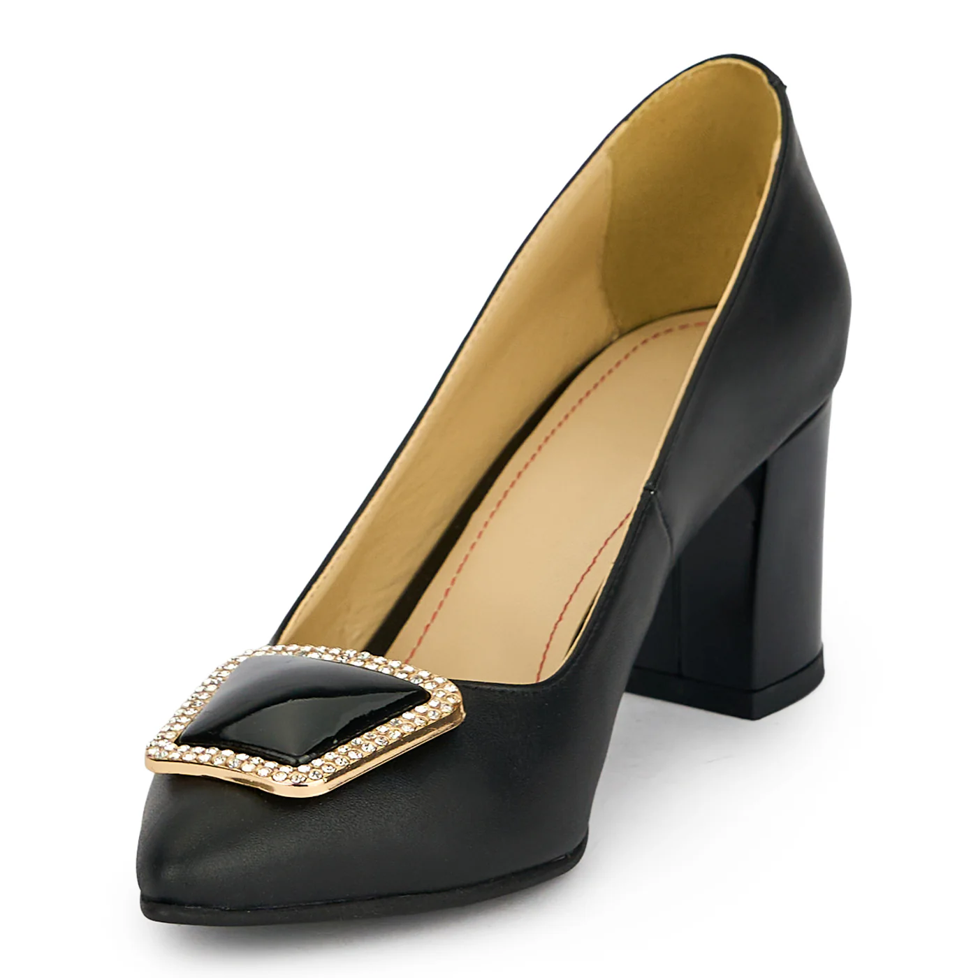 Pantofi dama din piele naturala neagra cu toc gros 6.5 cm 19433 - Image 3