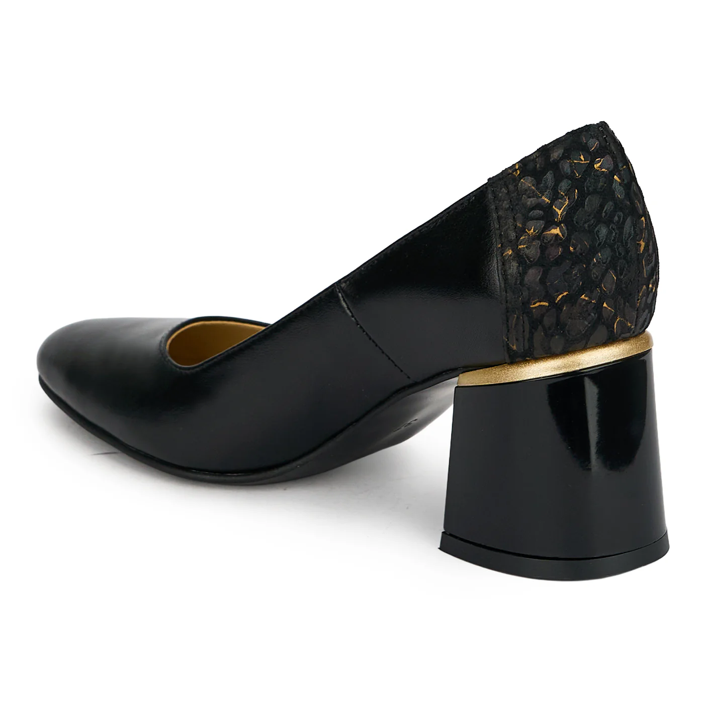 Pantofi dama din piele naturala neagra cu toc gros 6.5 cm 19439 - Image 2