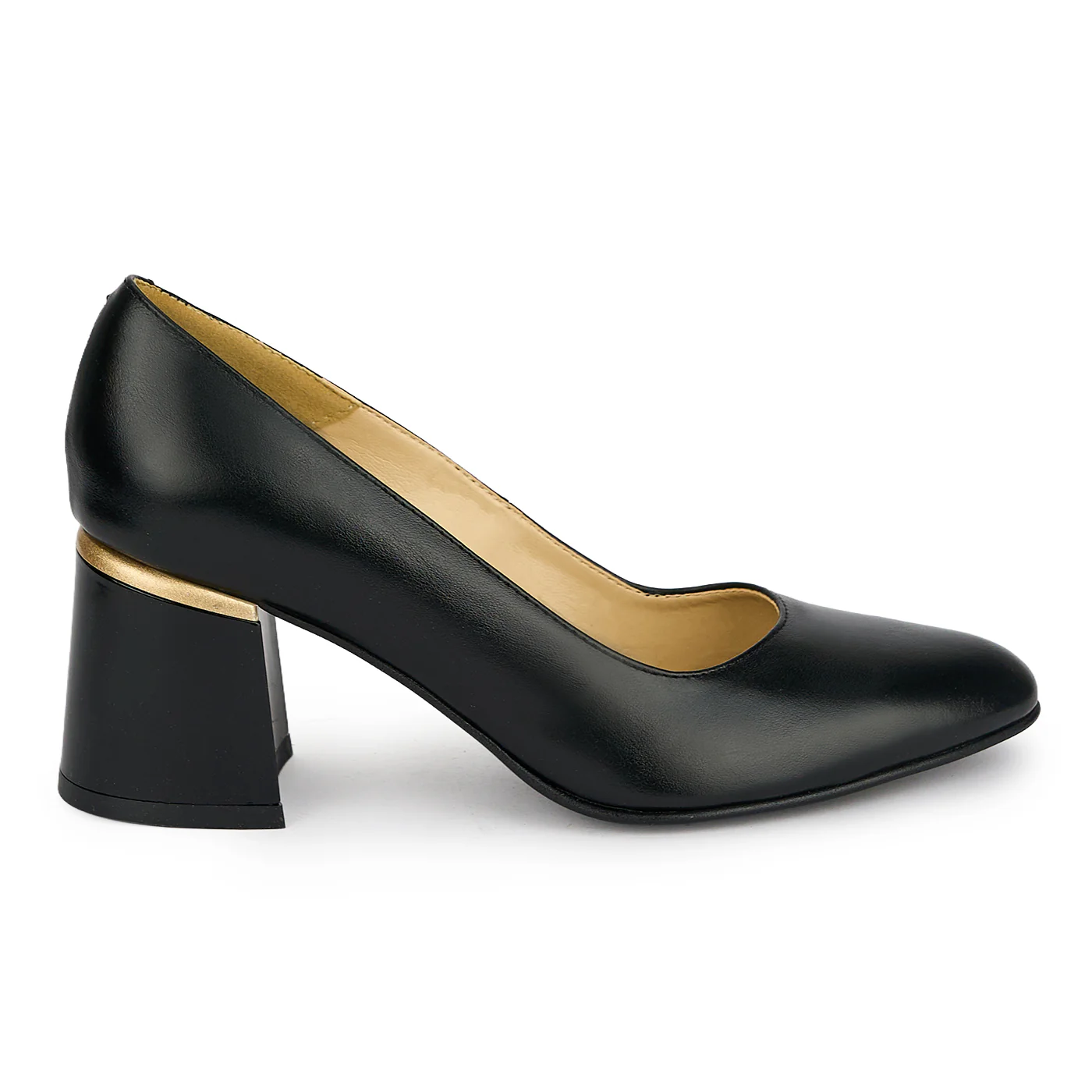 Pantofi dama din piele naturala neagra cu toc gros 6.5 cm 19440