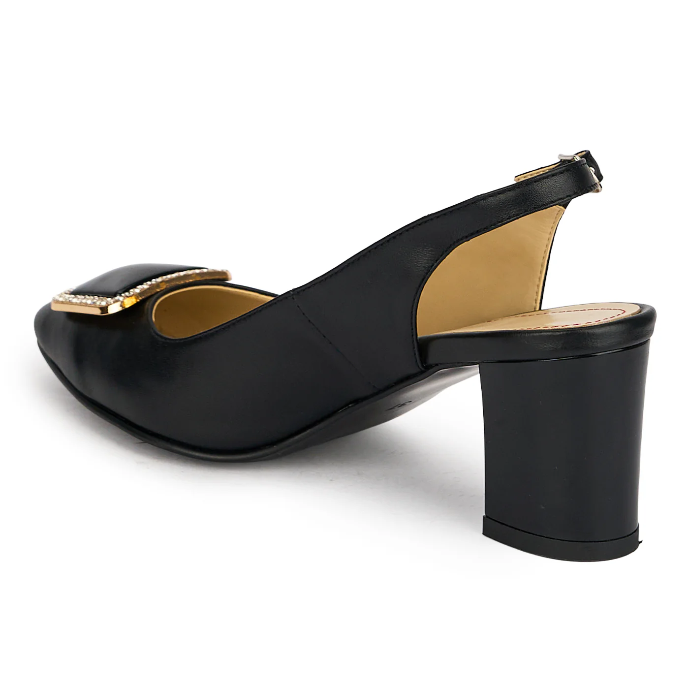 Pantofi dama din piele naturala neagra cu toc gros 6.5 cm 19896 - Image 2