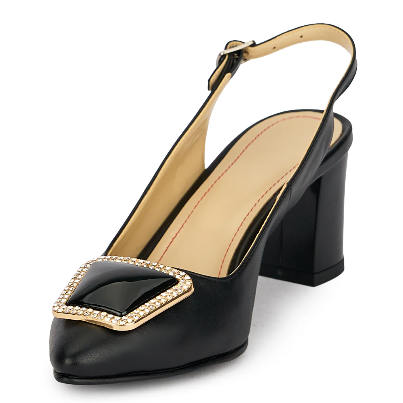 Pantofi dama din piele naturala neagra cu toc gros 6.5 cm 19896 - Image 3