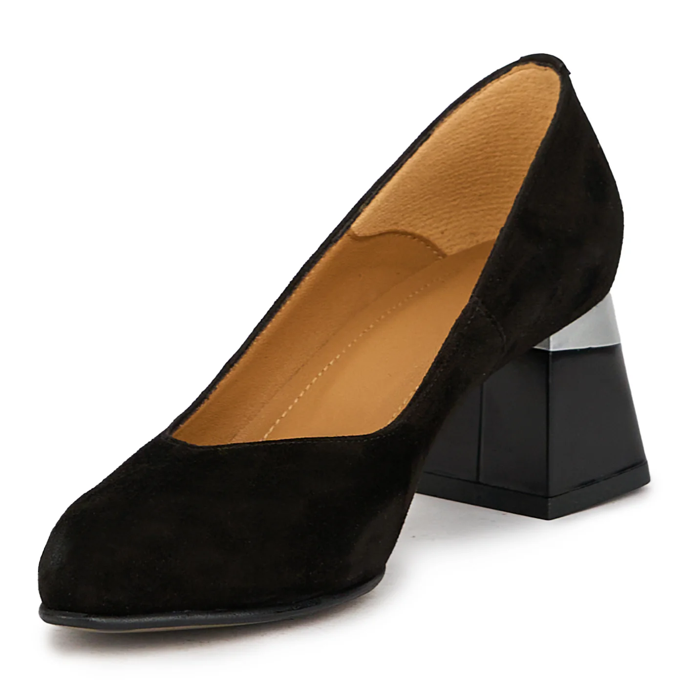 Pantofi dama din piele naturala neagra cu toc gros 6 cm 14976 - Image 3