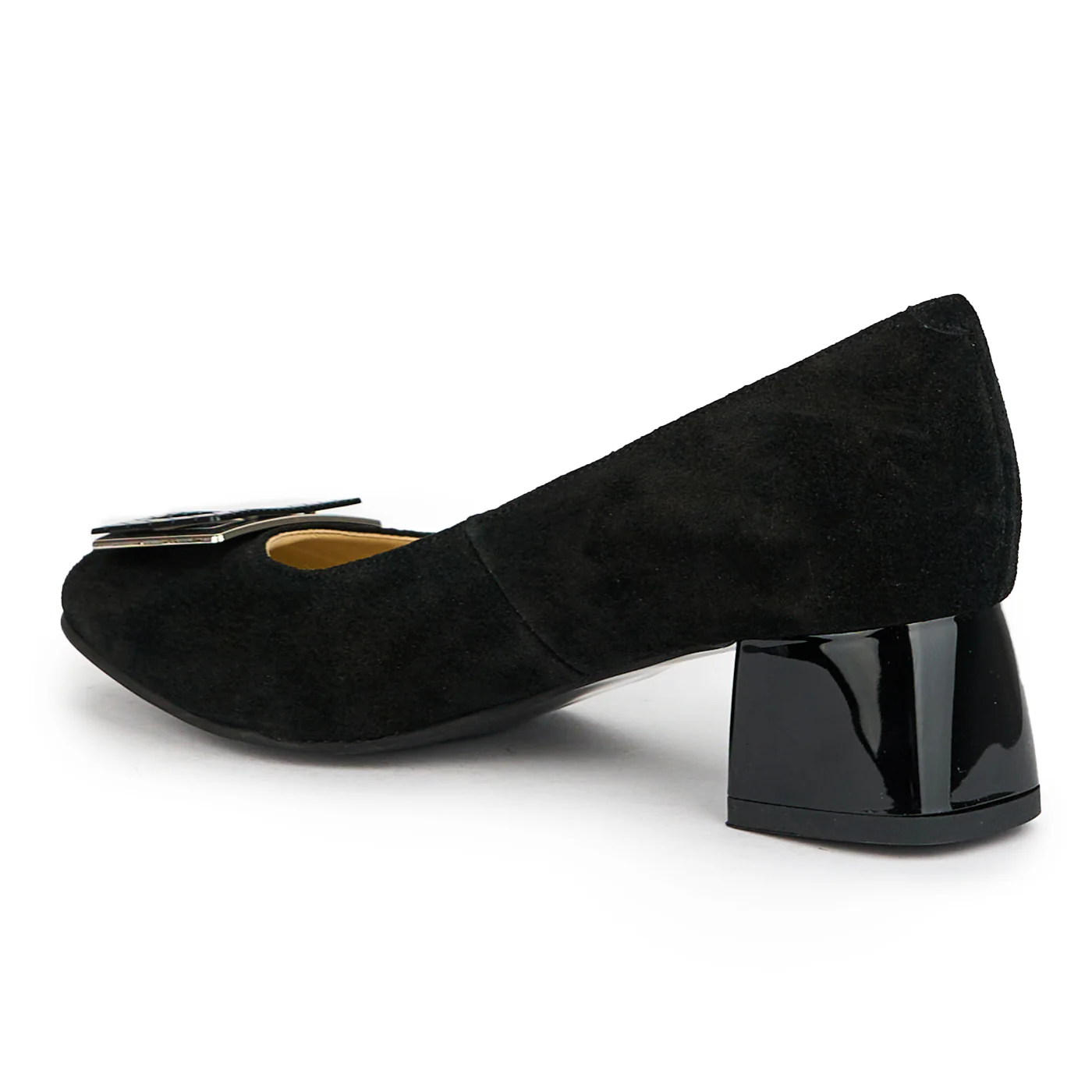Pantofi dama din piele naturala neagra cu toc gros 6 cm 14993 - Image 2