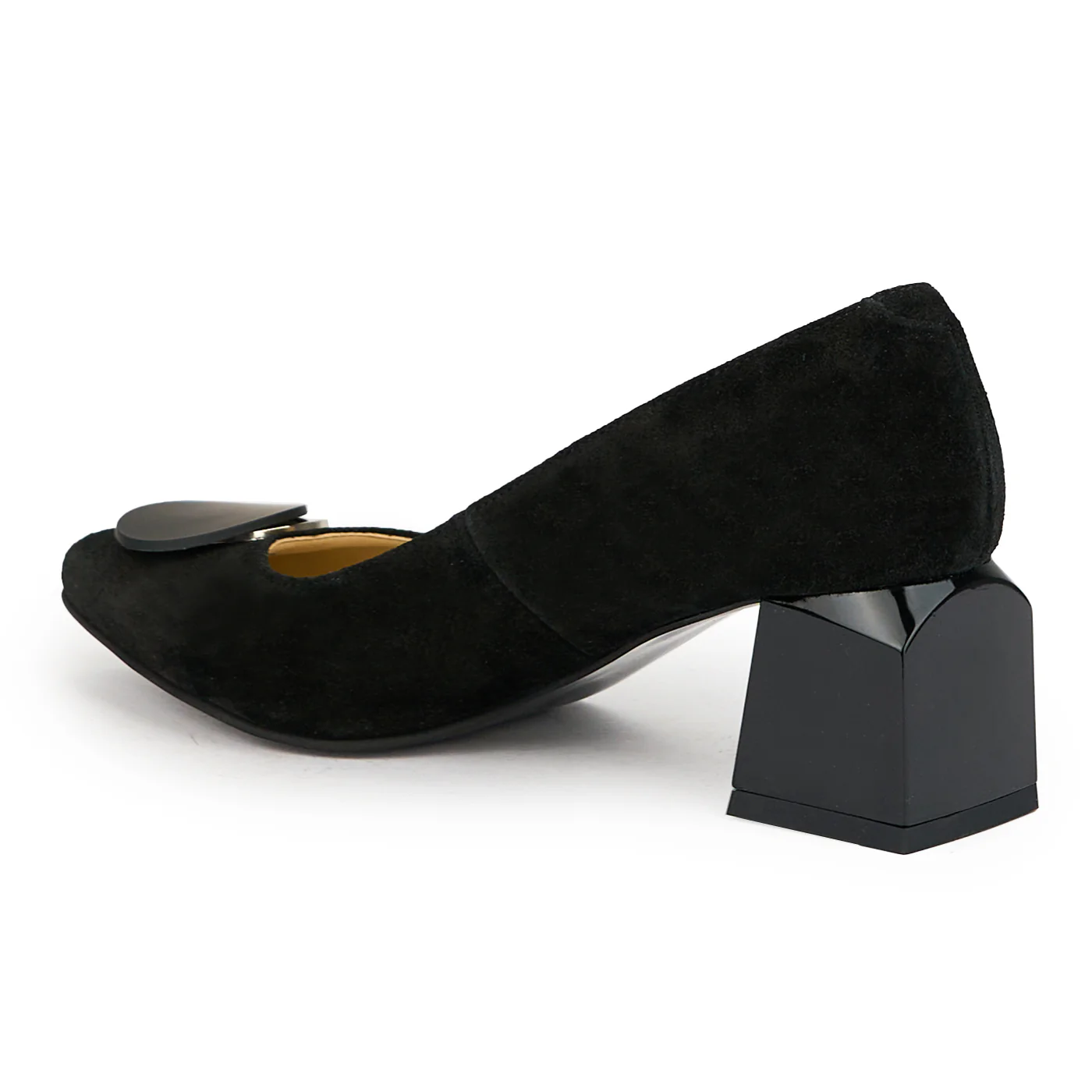 Pantofi dama din piele naturala neagra cu toc gros 6 cm 15002 - Image 2
