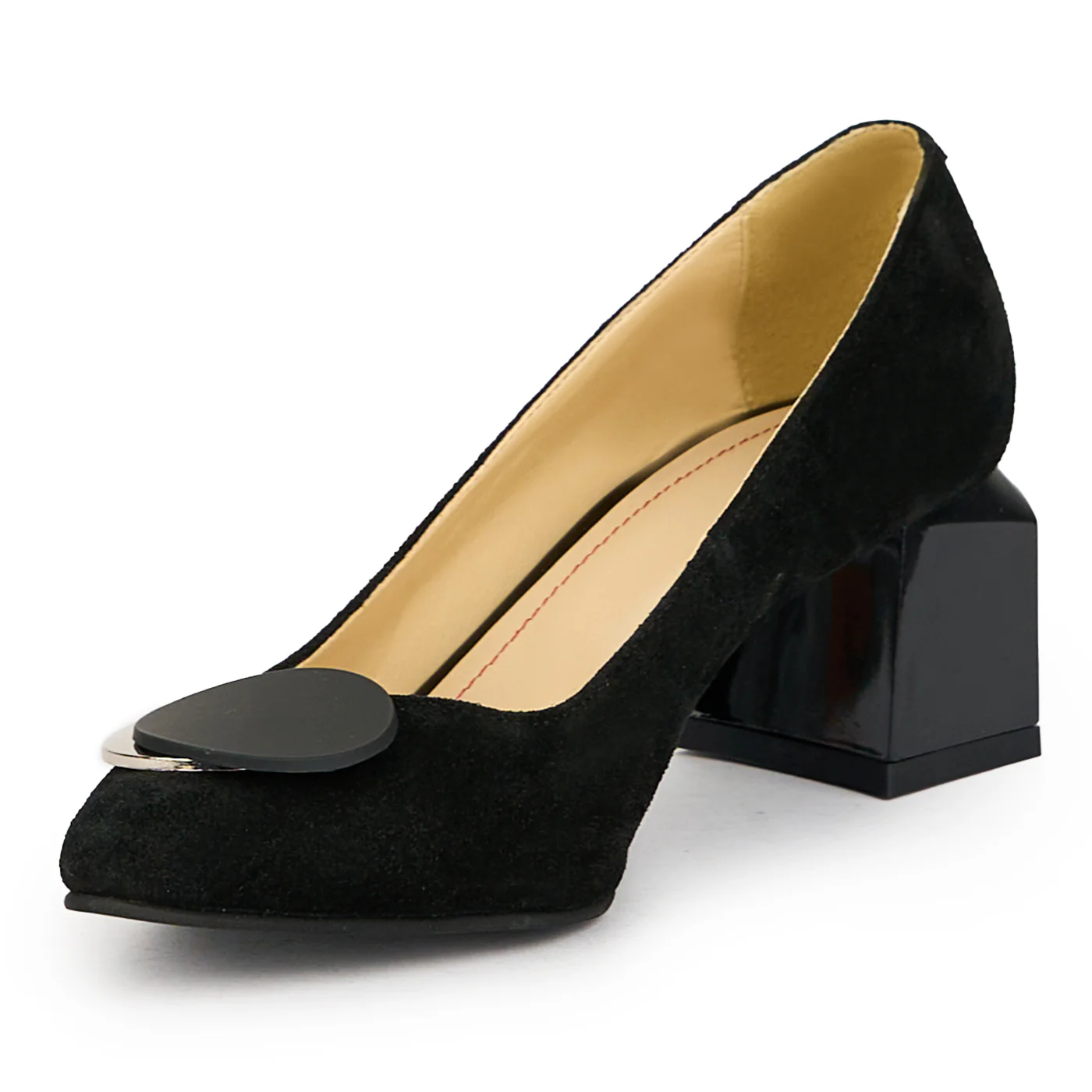 Pantofi dama din piele naturala neagra cu toc gros 6 cm 15002 - Image 3