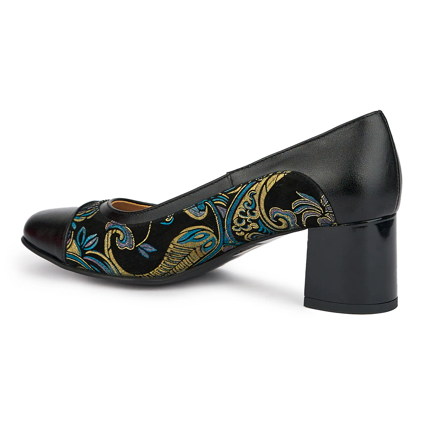 Pantofi dama din piele naturala neagra cu toc gros 6 cm 15191 - Image 2