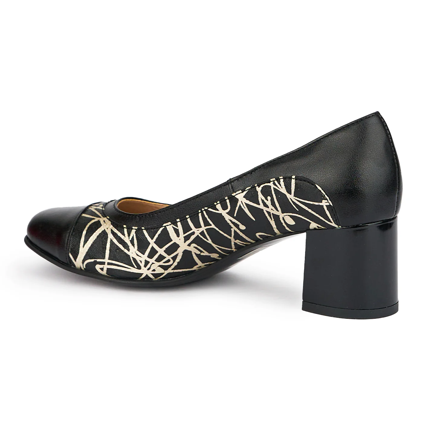 Pantofi dama din piele naturala neagra cu toc gros 6 cm 15193 - Image 2