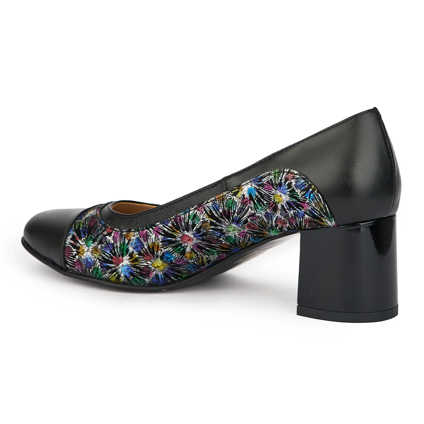 Pantofi dama din piele naturala neagra cu toc gros 6 cm 15424 - Image 2