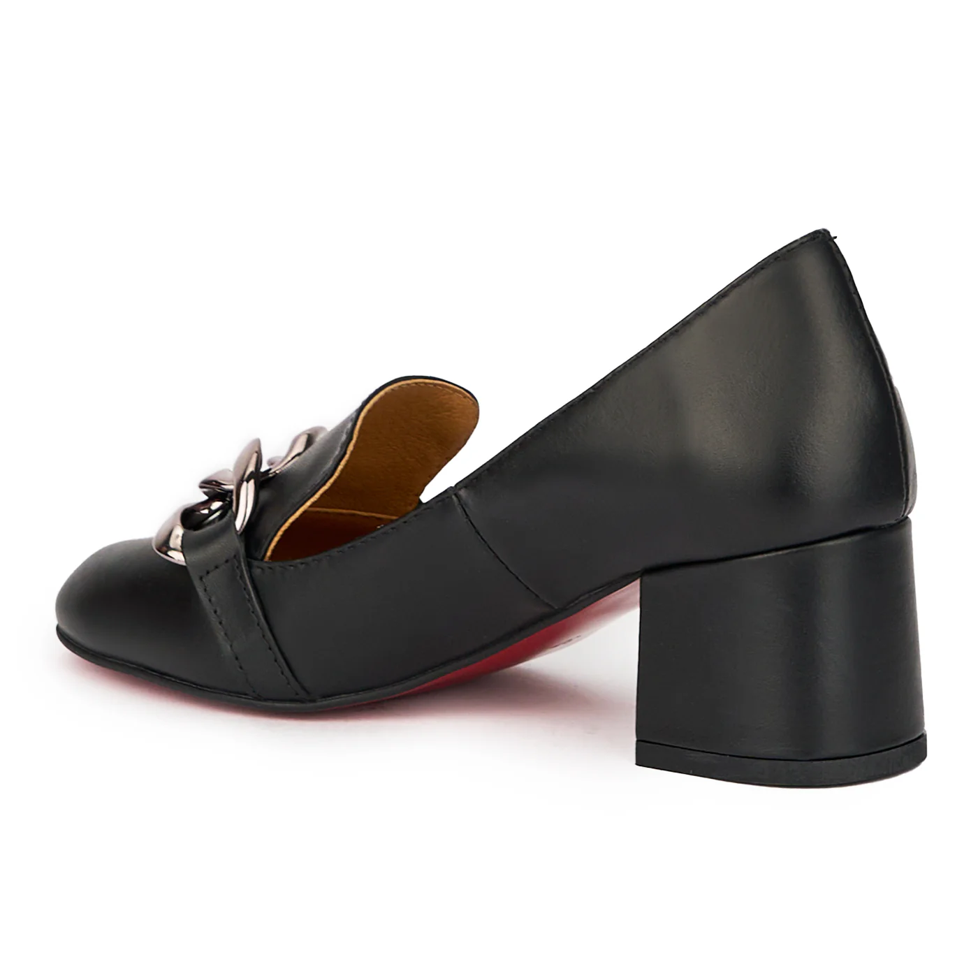 Pantofi dama din piele naturala neagra cu toc gros 6 cm 15438 - Image 2