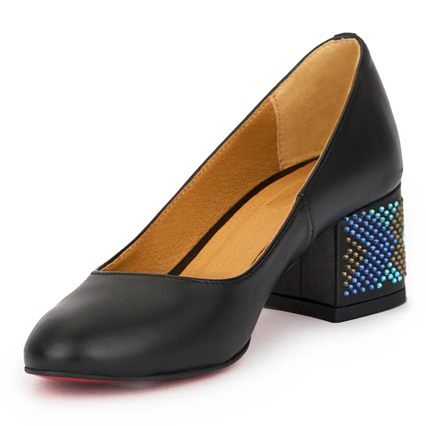 Pantofi dama din piele naturala neagra cu toc gros 6 cm 15439 - Image 3