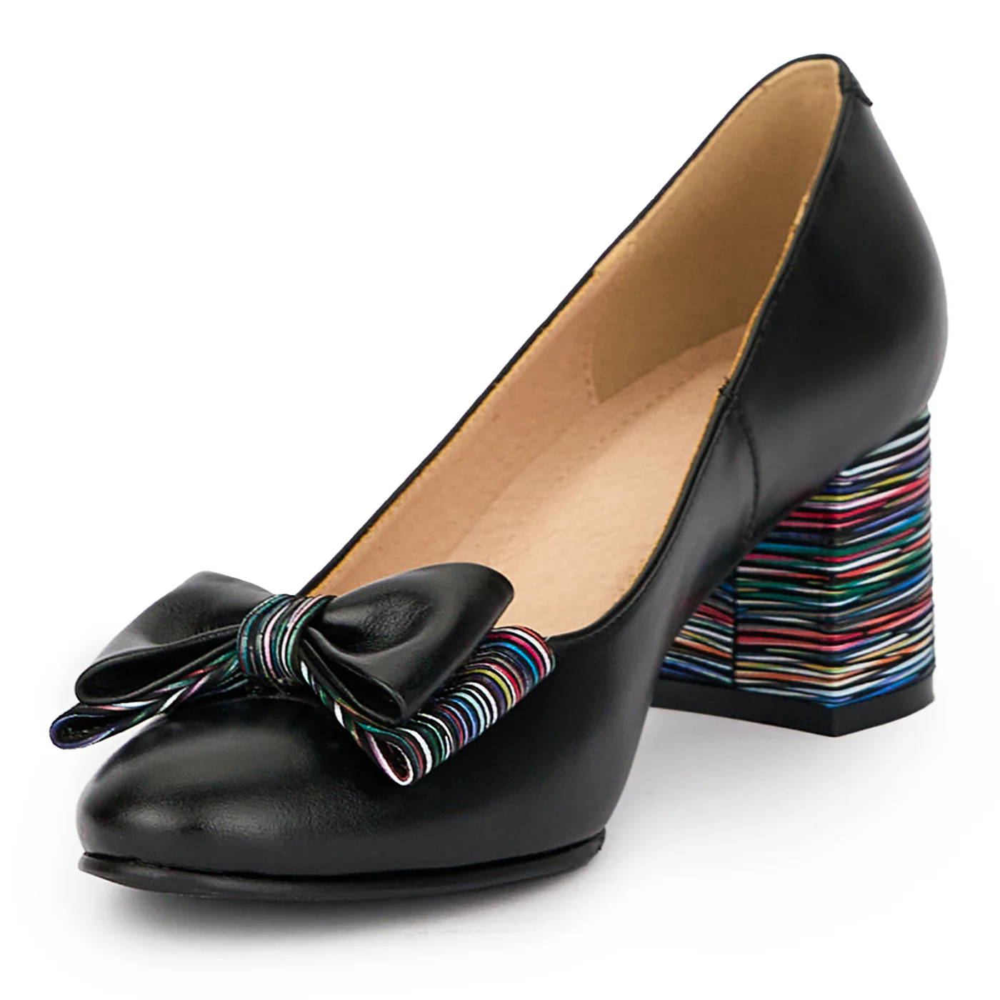 Pantofi dama din piele naturala neagra cu toc gros 6 cm 15502 - Image 3