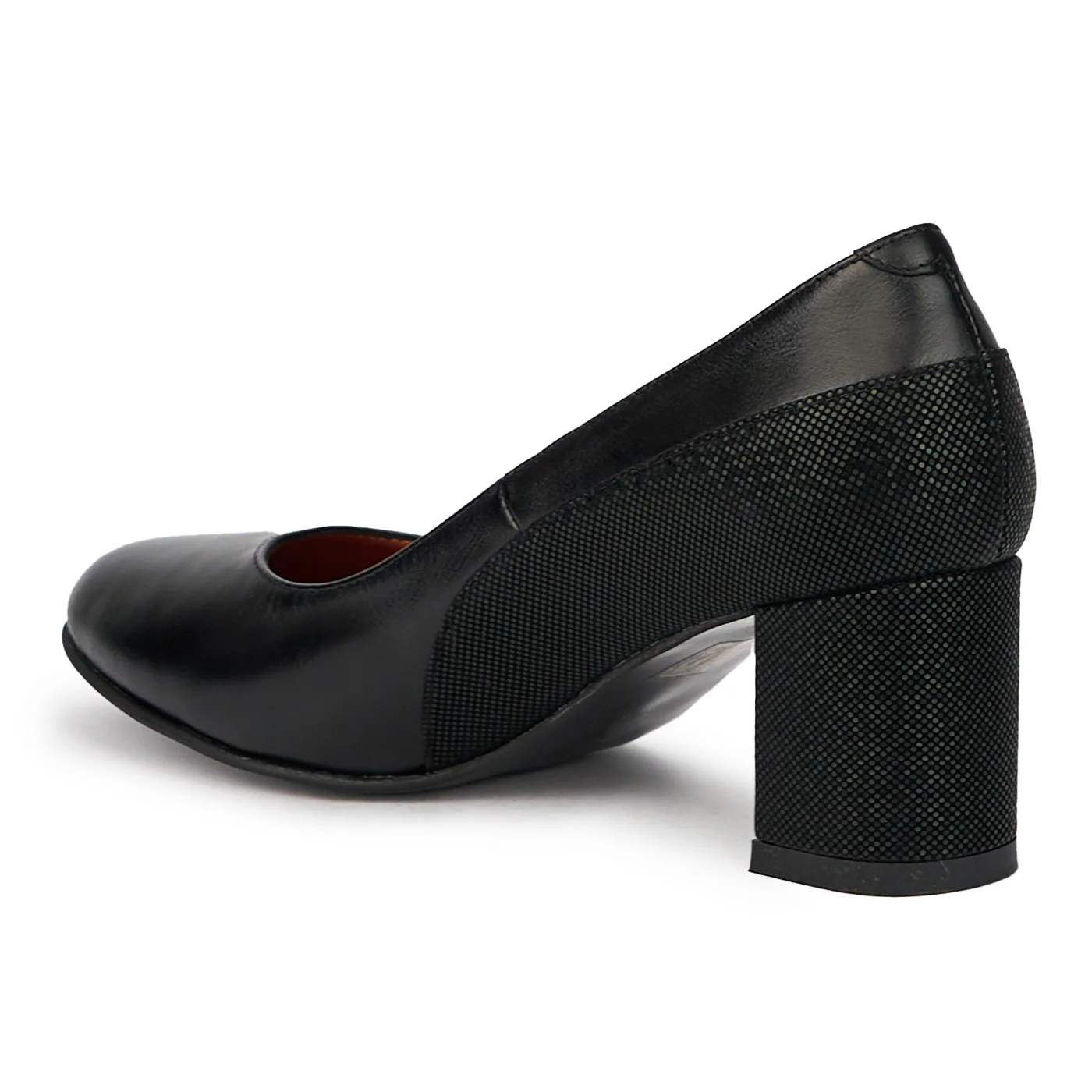 Pantofi dama din piele naturala neagra cu toc gros 6 cm 15556 - Image 2