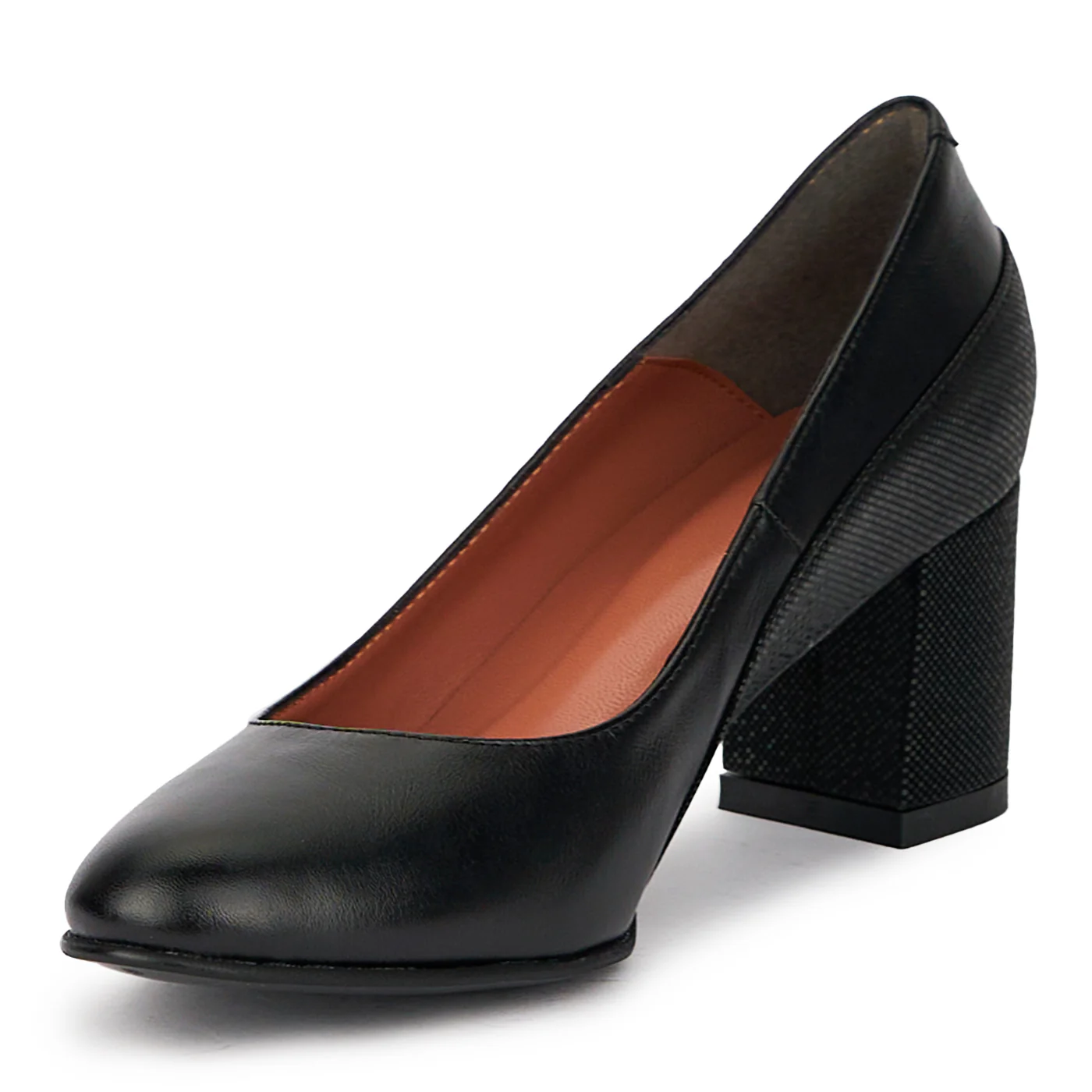 Pantofi dama din piele naturala neagra cu toc gros 6 cm 15556 - Image 3