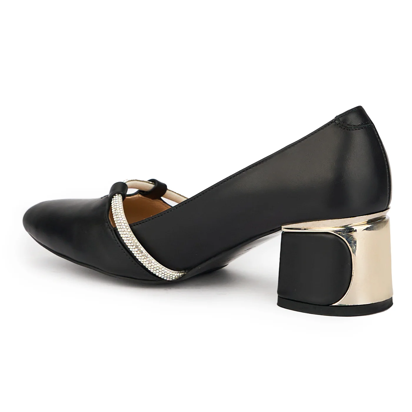 Pantofi dama din piele naturala neagra cu toc gros 6 cm 15675 - Image 2