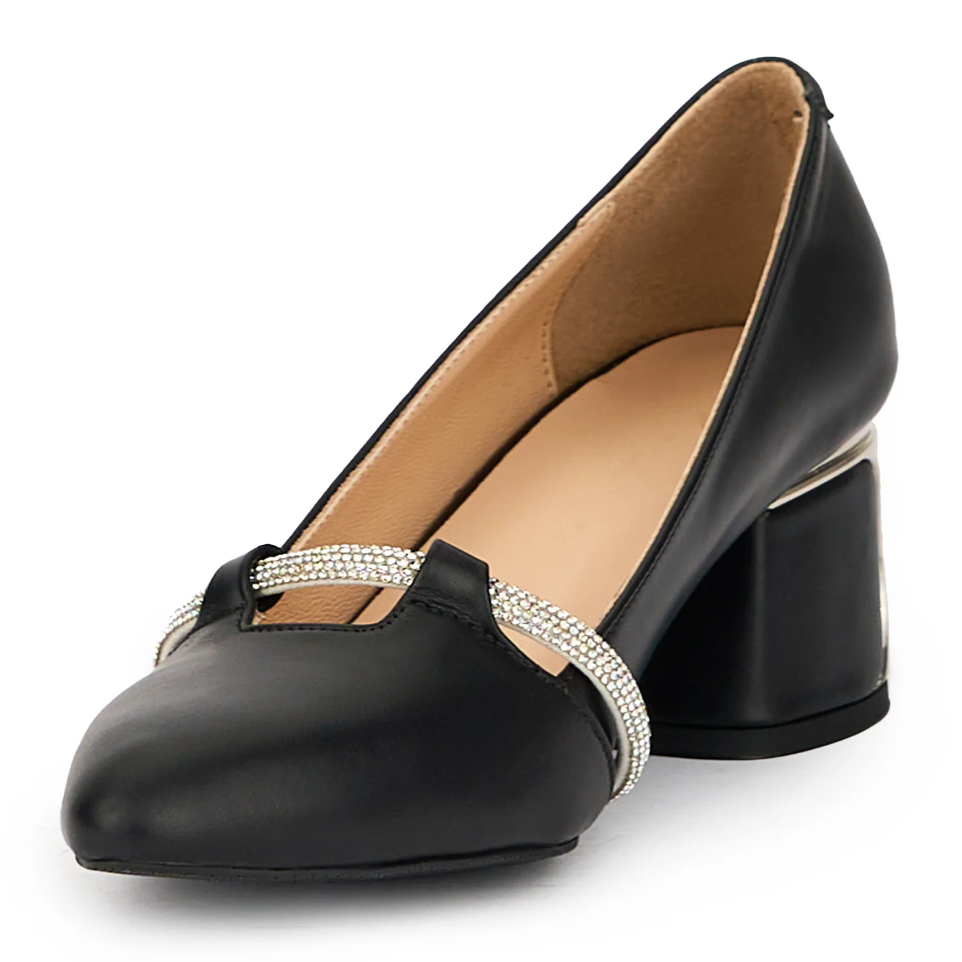 Pantofi dama din piele naturala neagra cu toc gros 6 cm 15675 - Image 3