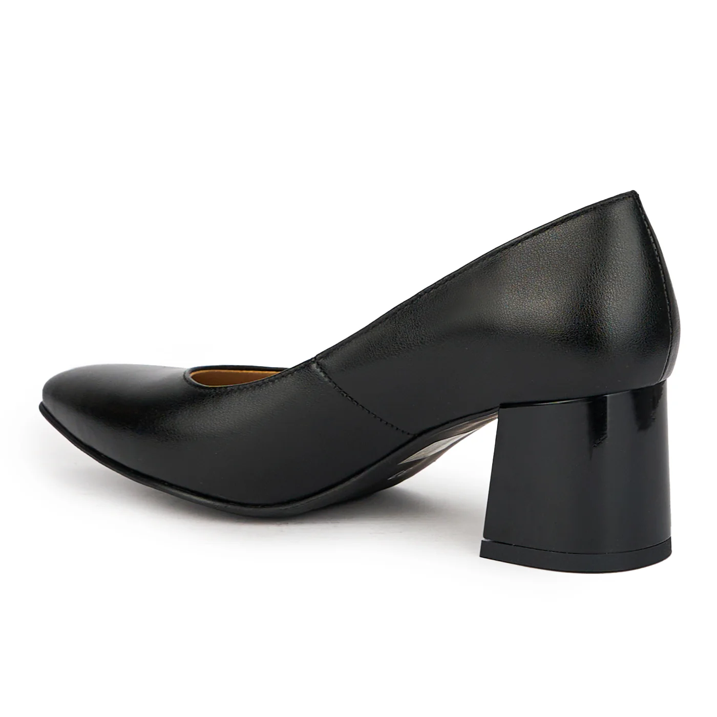 Pantofi dama din piele naturala neagra cu toc gros 6 cm 15712 - Image 2