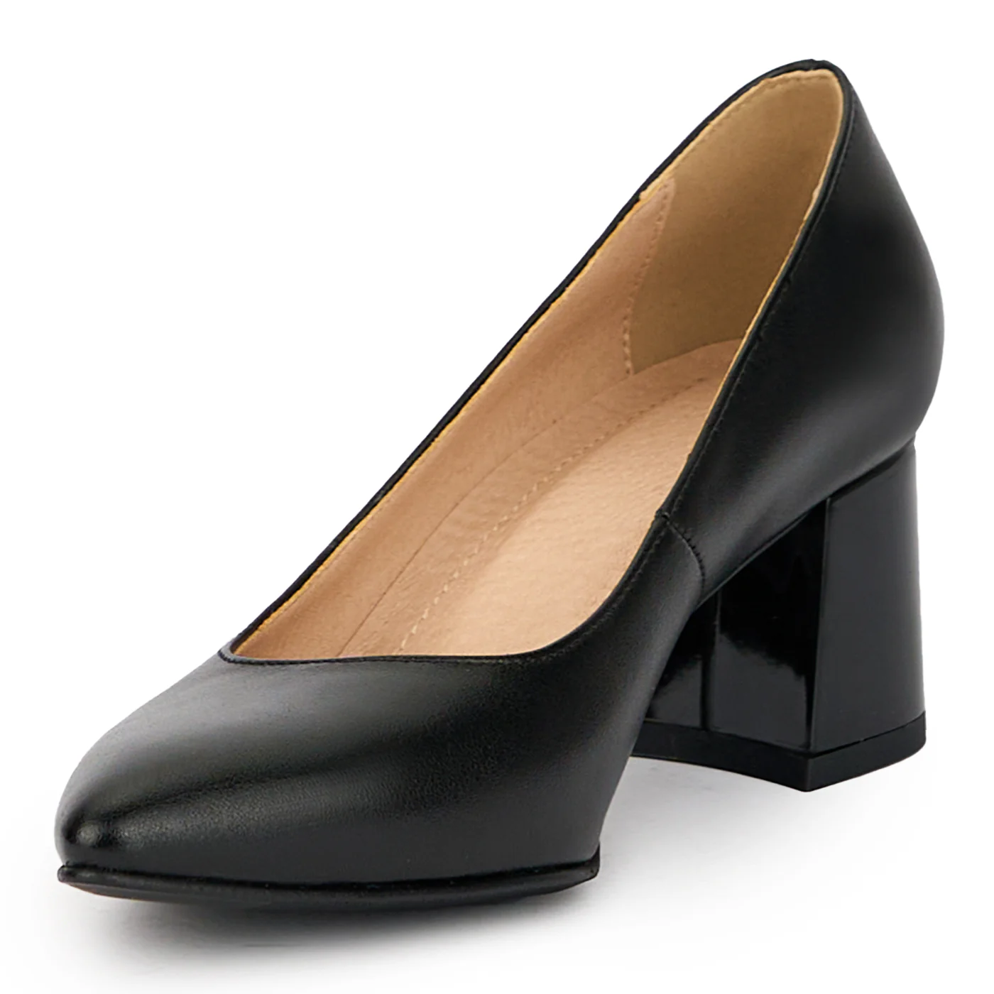 Pantofi dama din piele naturala neagra cu toc gros 6 cm 15712 - Image 3