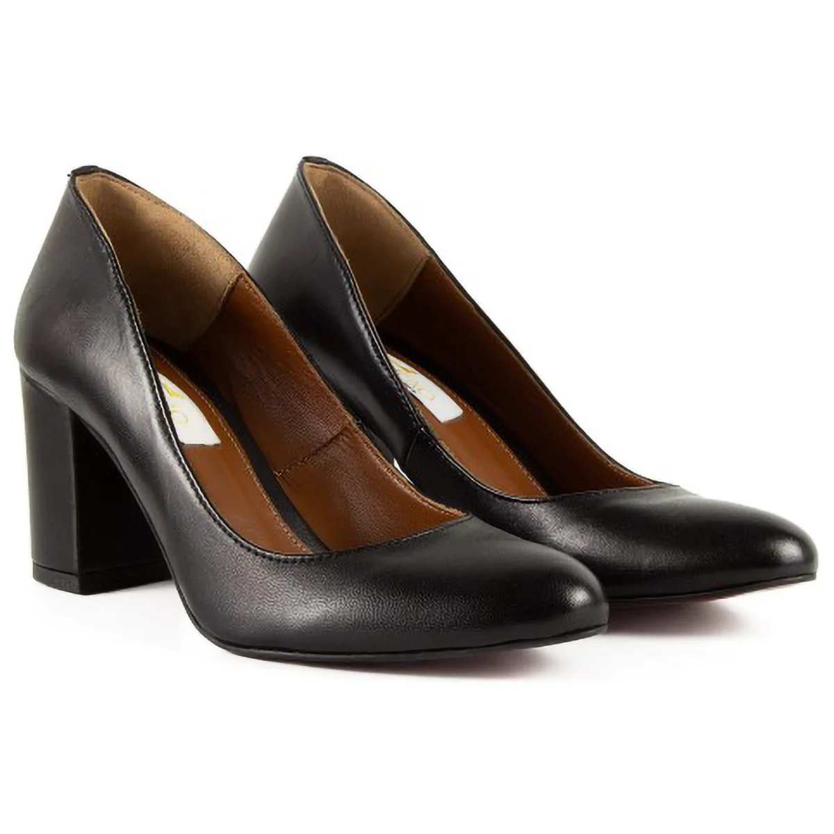 Pantofi dama din piele naturala neagra cu toc gros 6 cm 15732 - Image 2