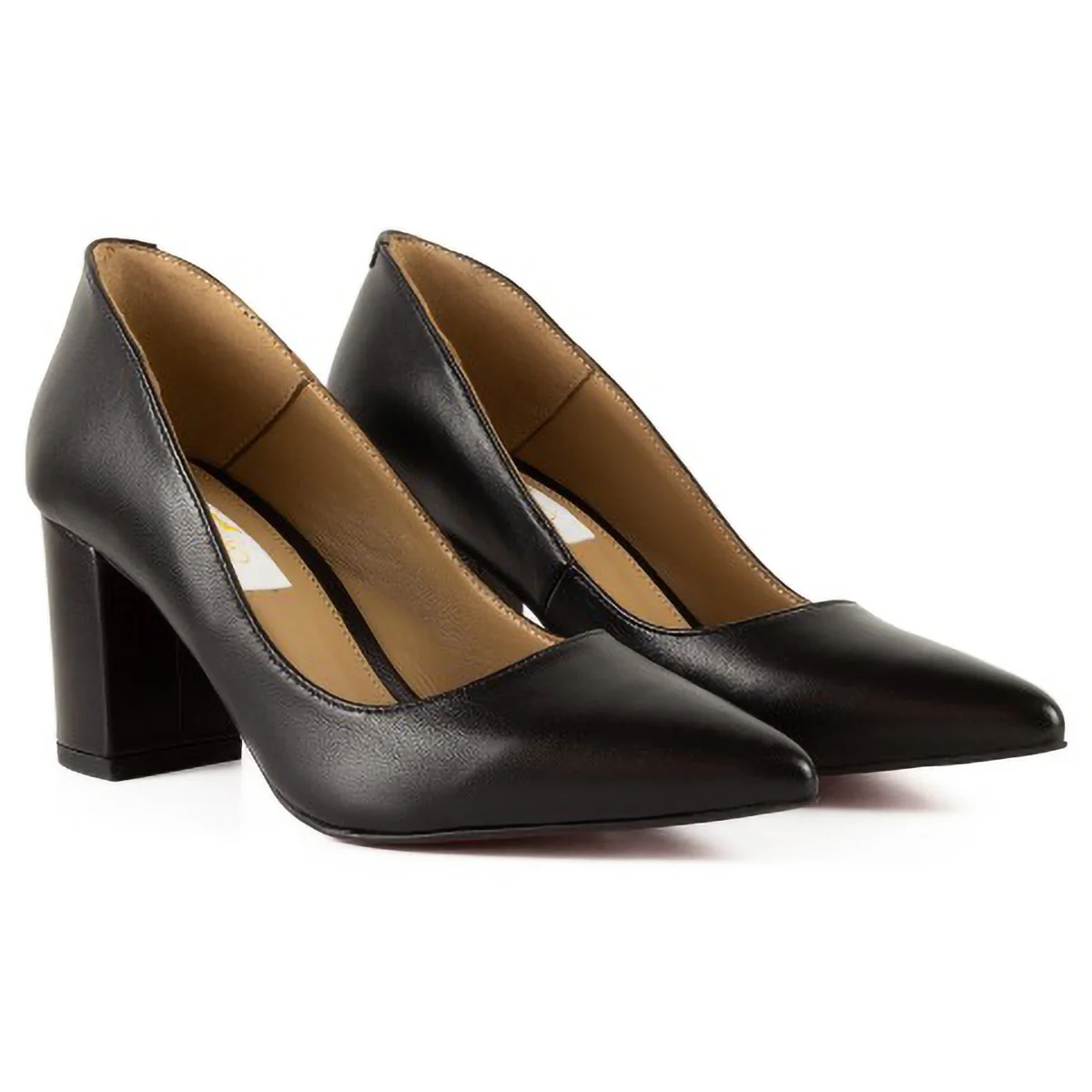 Pantofi dama din piele naturala neagra cu toc gros 6 cm 15742 - Image 2