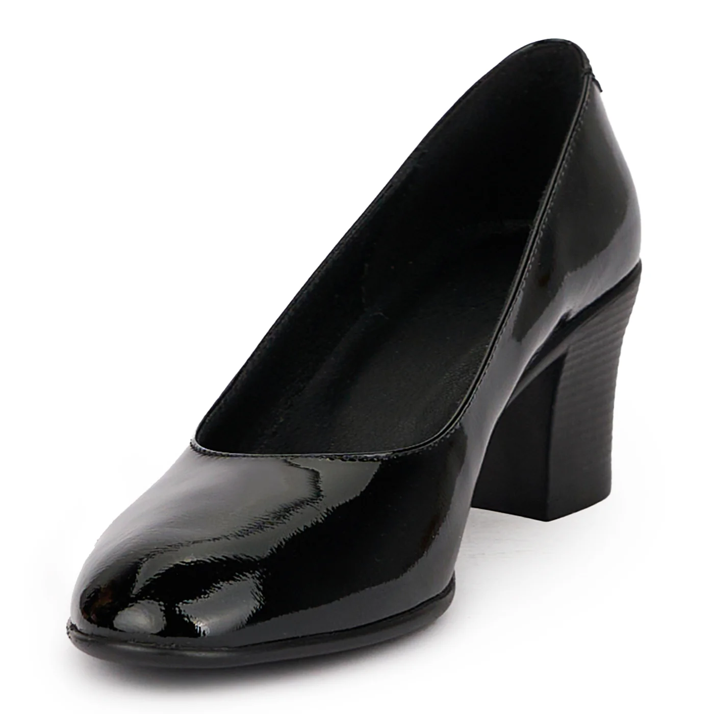 Pantofi dama din piele naturala neagra cu toc gros 6 cm 15994 - Image 3