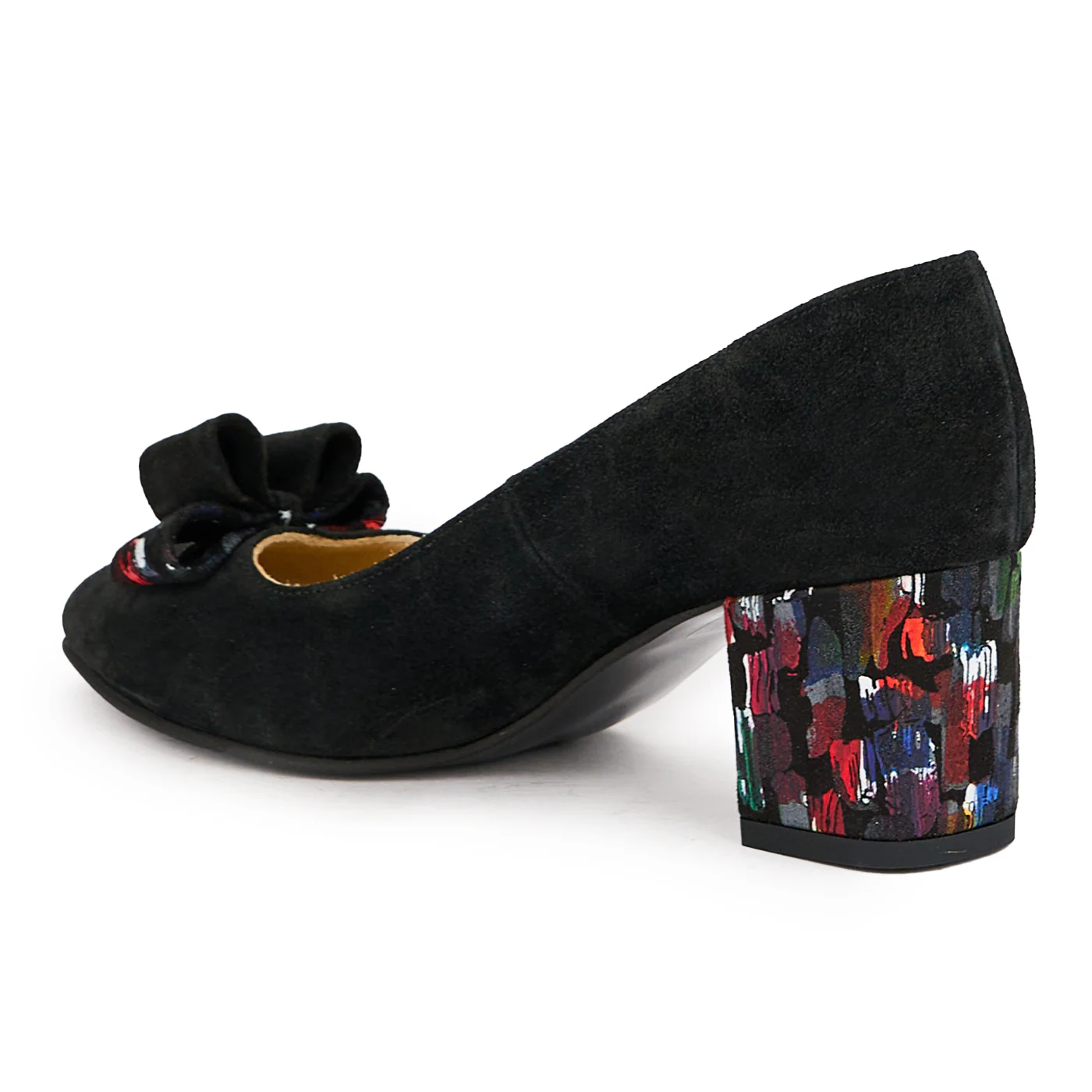 Pantofi dama din piele naturala neagra cu toc gros 6 cm 16260 - Image 2