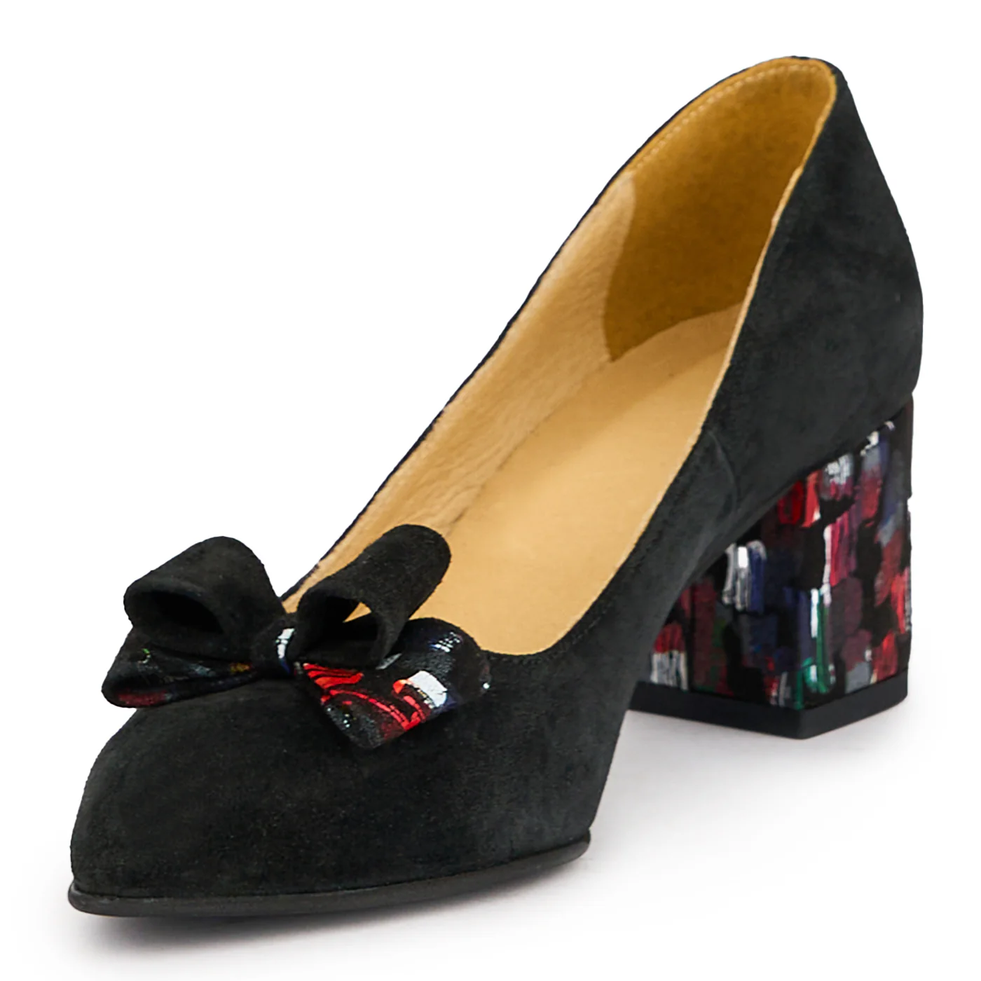 Pantofi dama din piele naturala neagra cu toc gros 6 cm 16260 - Image 3