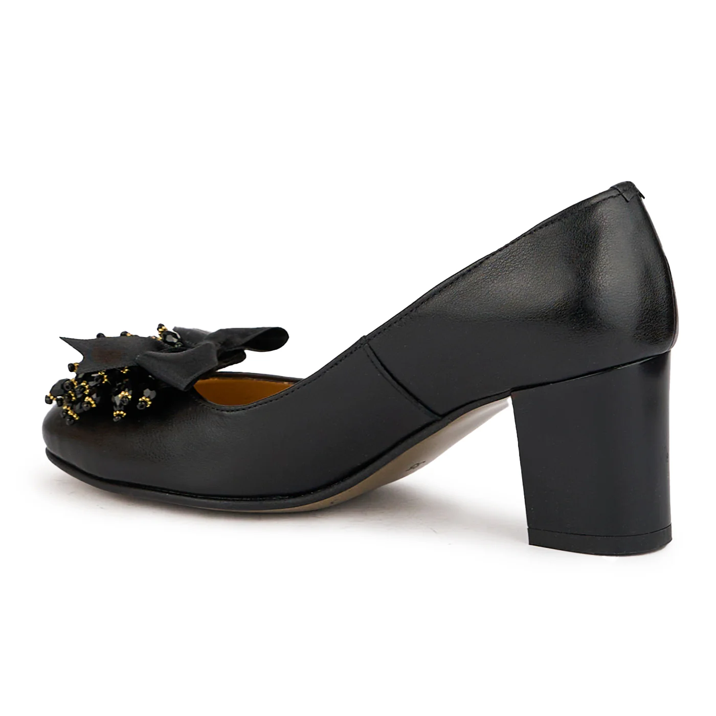 Pantofi dama din piele naturala neagra cu toc gros 6 cm 16362 - Image 2