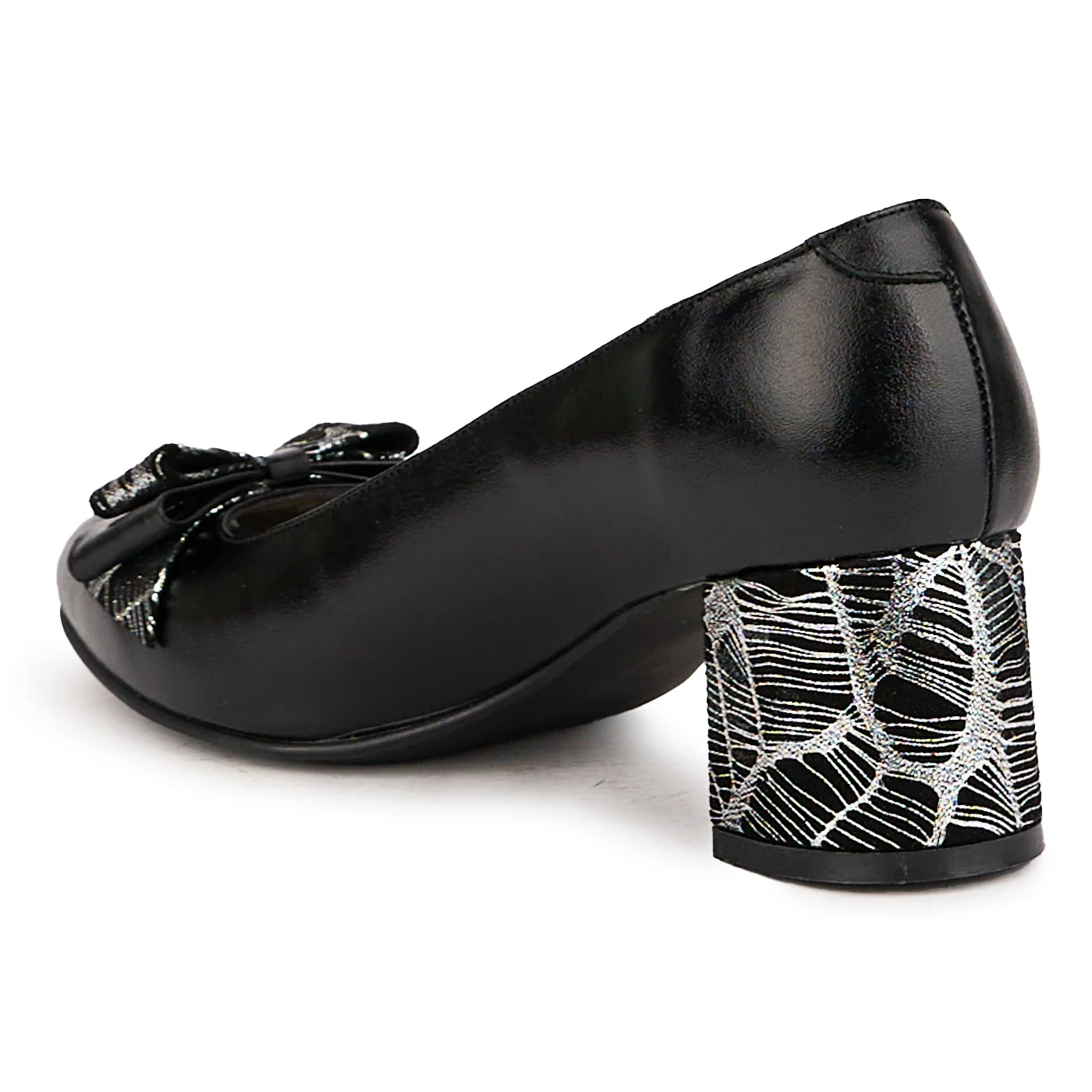 Pantofi dama din piele naturala neagra cu toc gros 6 cm 16784 - Image 2