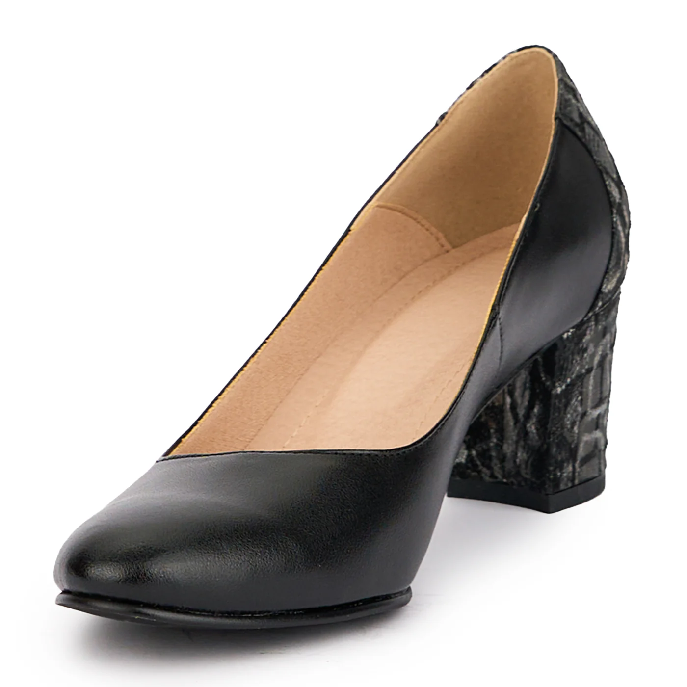 Pantofi dama din piele naturala neagra cu toc gros 6 cm 16896 - Image 3