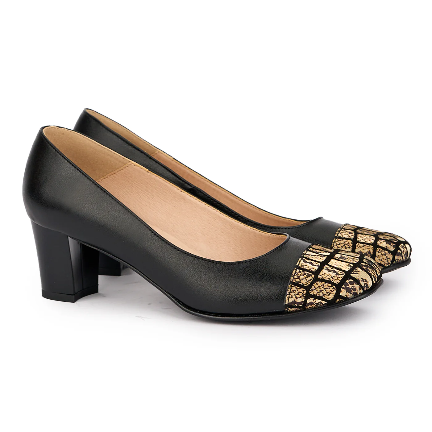 Pantofi dama din piele naturala neagra cu toc gros 6 cm 16899 - Image 4