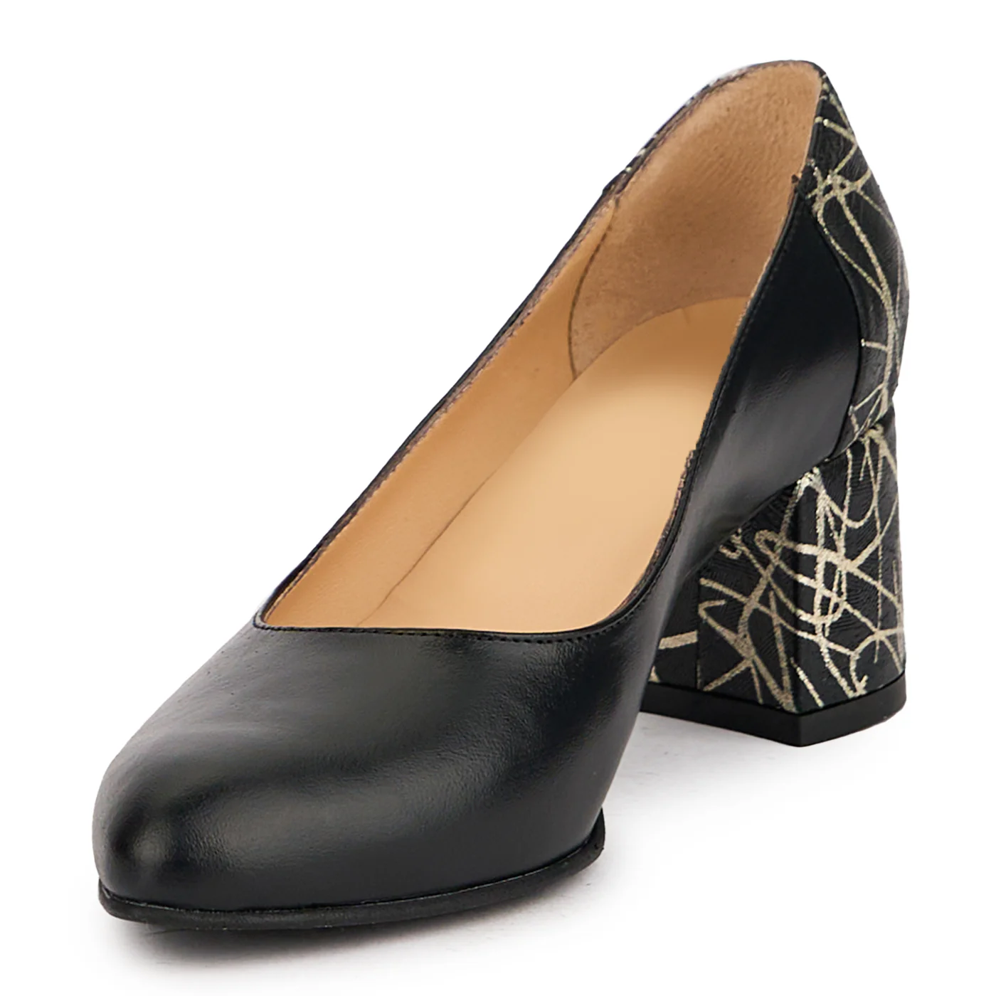 Pantofi dama din piele naturala neagra cu toc gros 6 cm 16975 - Image 3