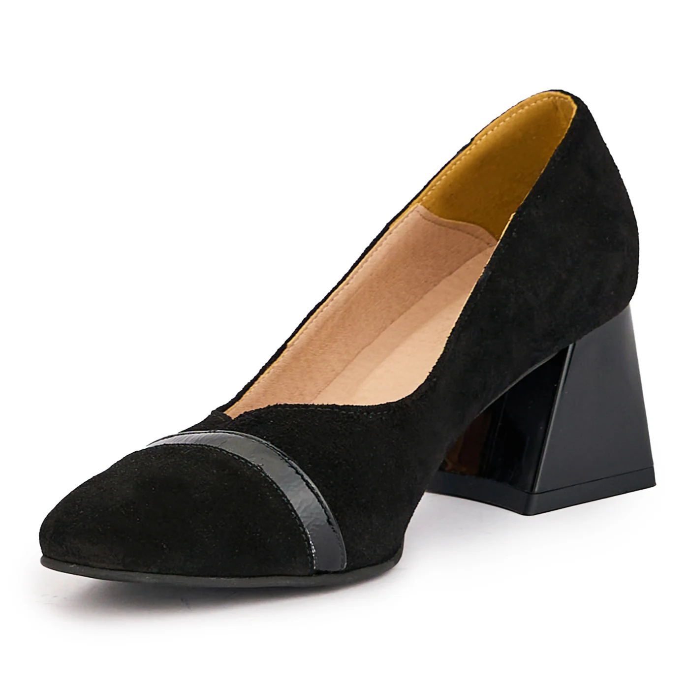 Pantofi dama din piele naturala neagra cu toc gros 6 cm 17048 - Image 3