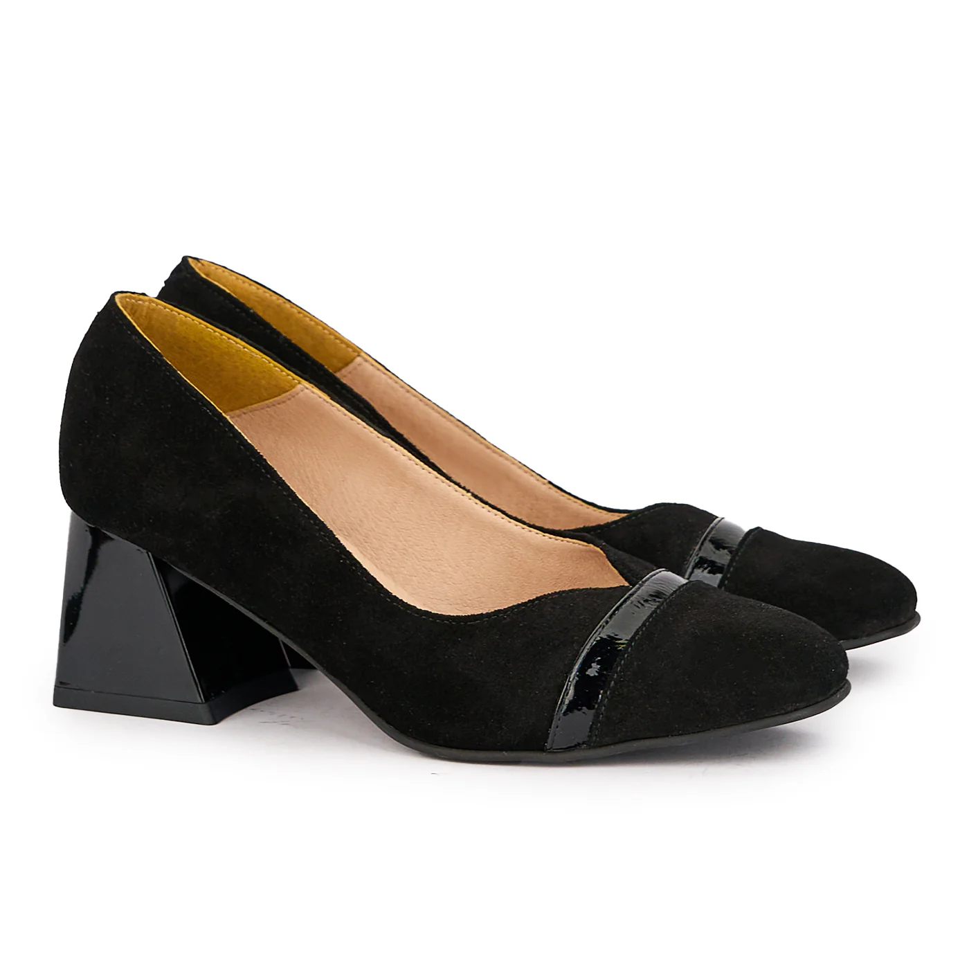 Pantofi dama din piele naturala neagra cu toc gros 6 cm 17048 - Image 4