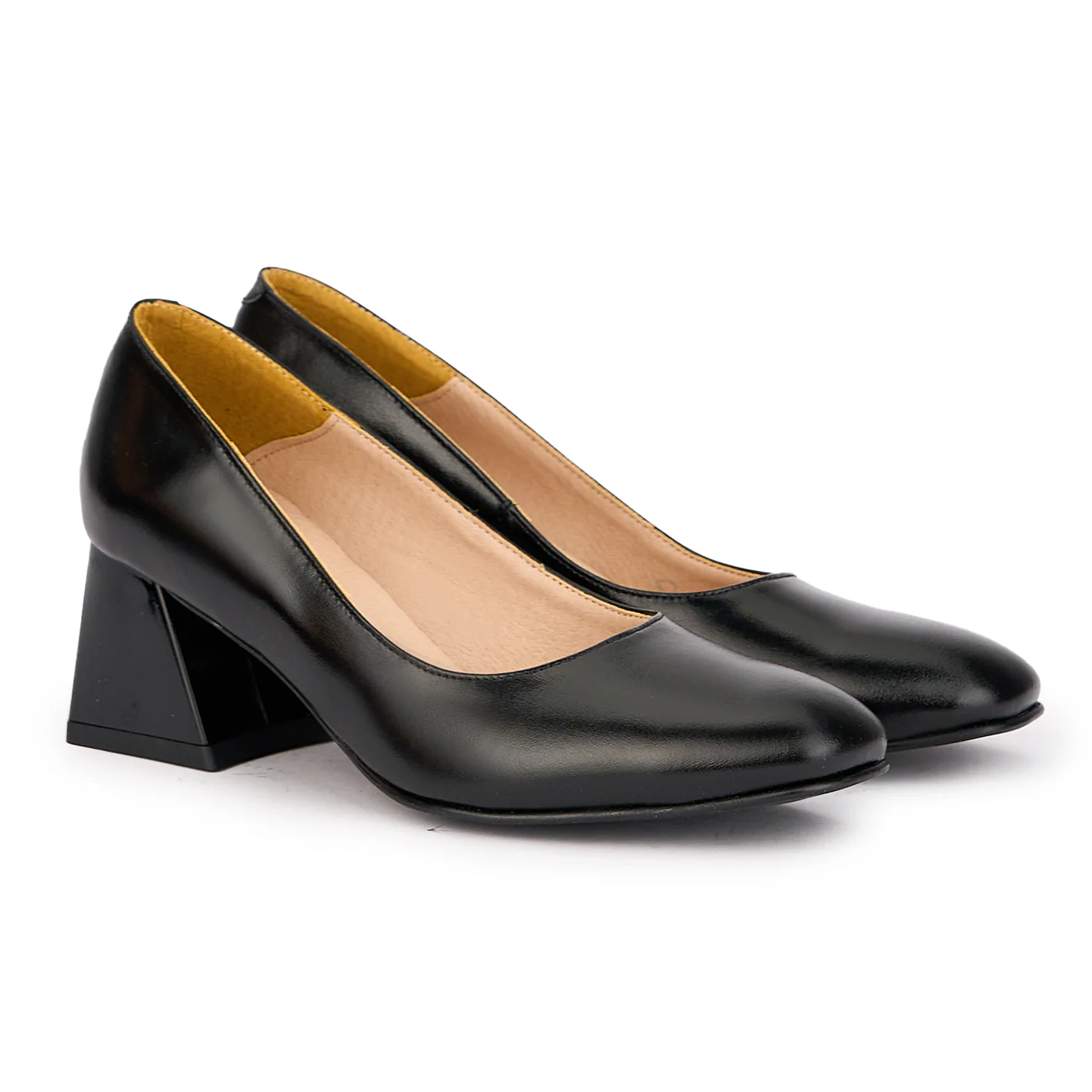 Pantofi dama din piele naturala neagra cu toc gros 6 cm 17114 - Image 4