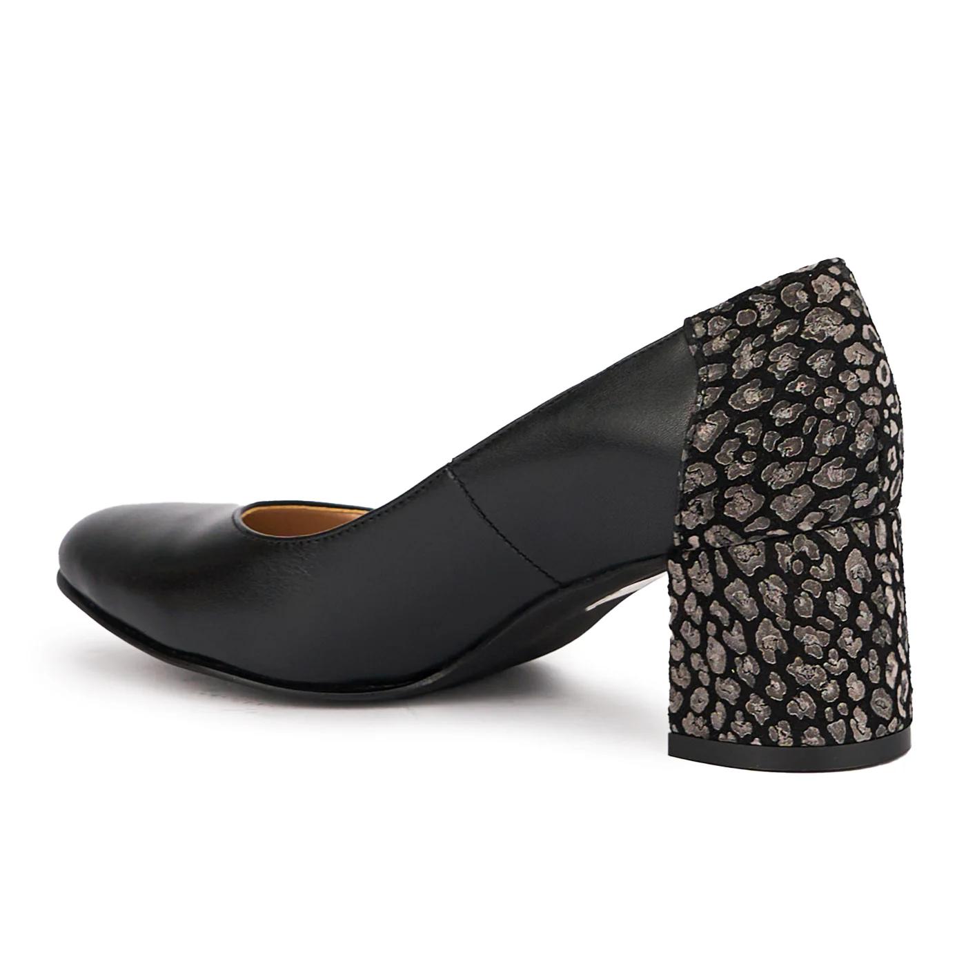Pantofi dama din piele naturala neagra cu toc gros 6 cm 17115 - Image 2