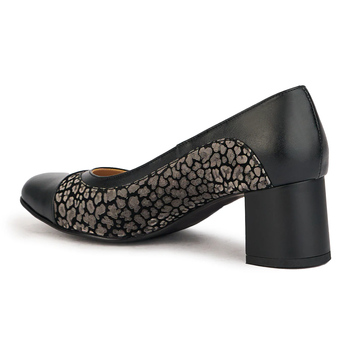 Pantofi dama din piele naturala neagra cu toc gros 6 cm 17275 - Image 2