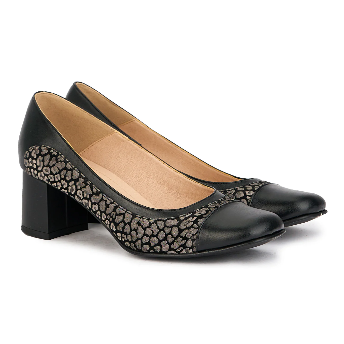 Pantofi dama din piele naturala neagra cu toc gros 6 cm 17275 - Image 4