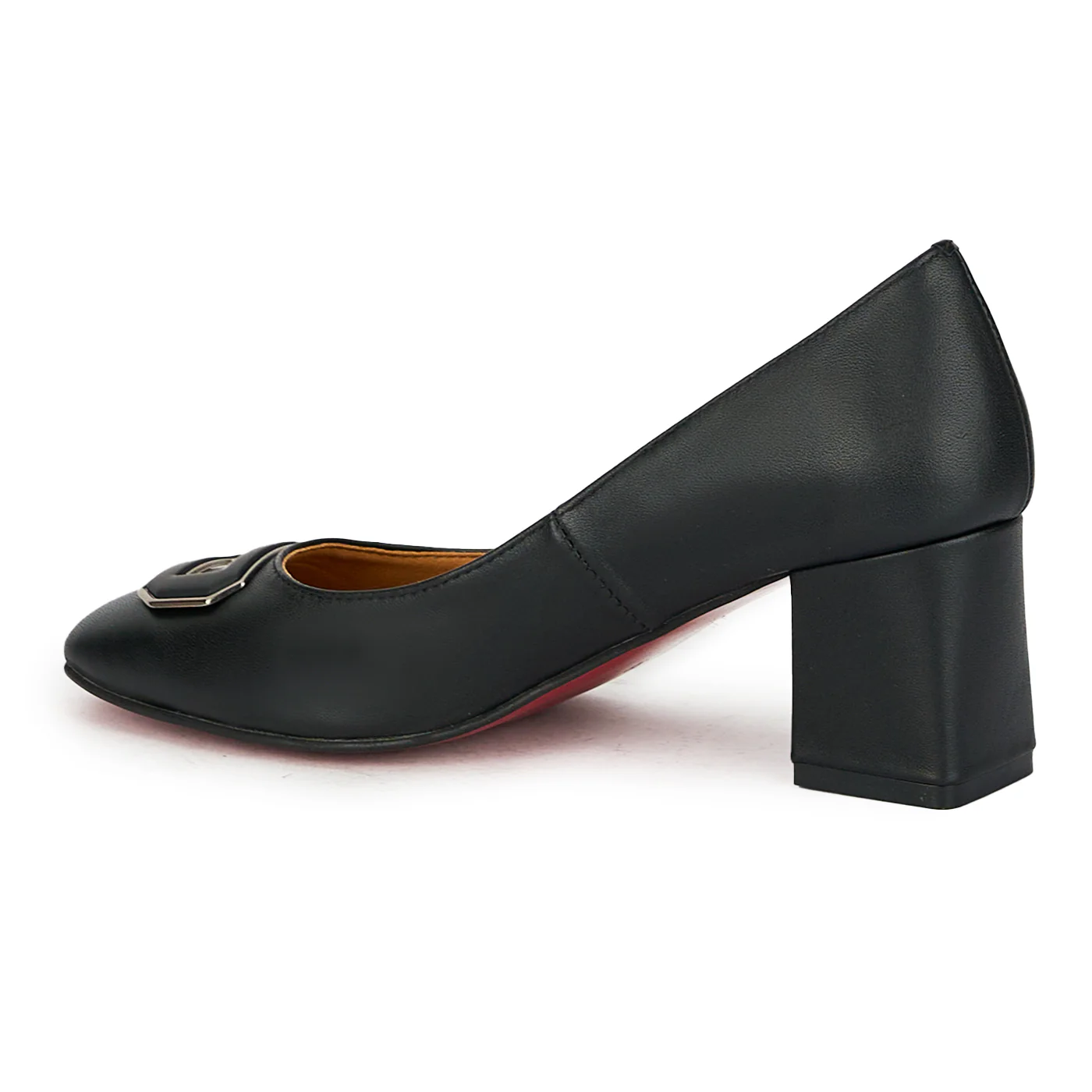 Pantofi dama din piele naturala neagra cu toc gros 6 cm 17571 - Image 2