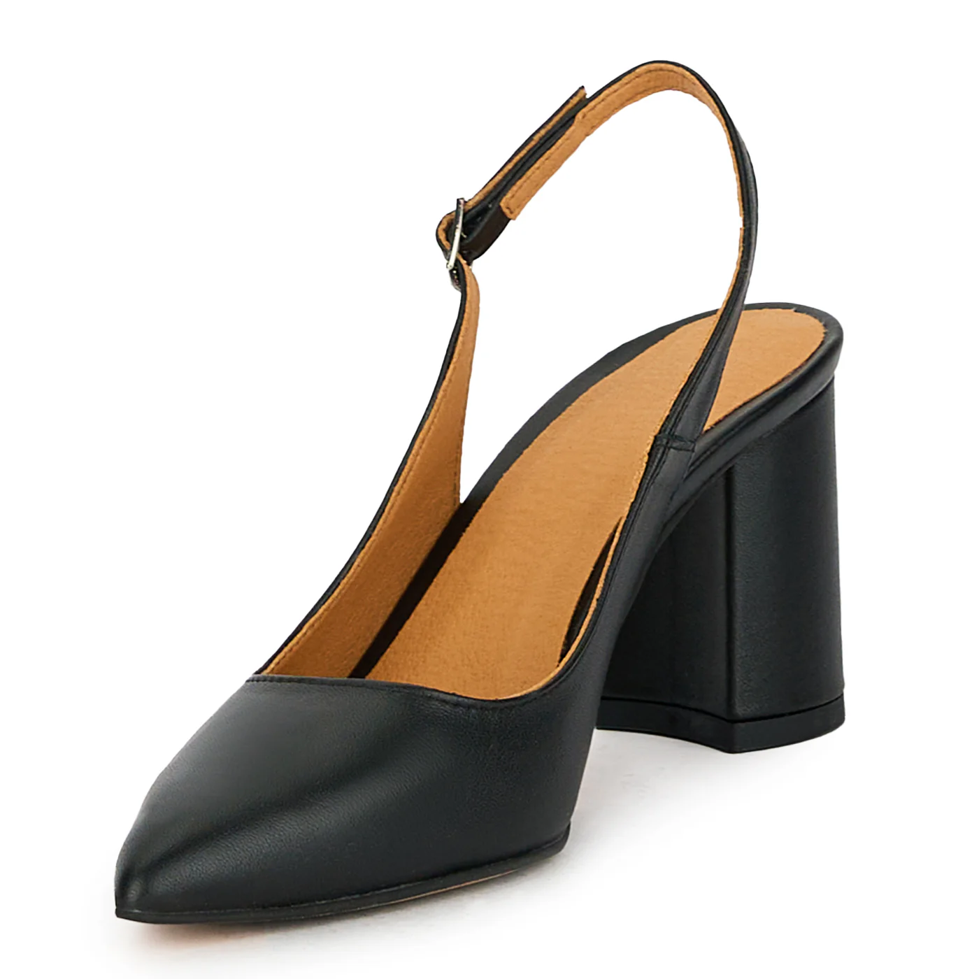 Pantofi dama din piele naturala neagra cu toc gros 8 cm 17572 - Image 3