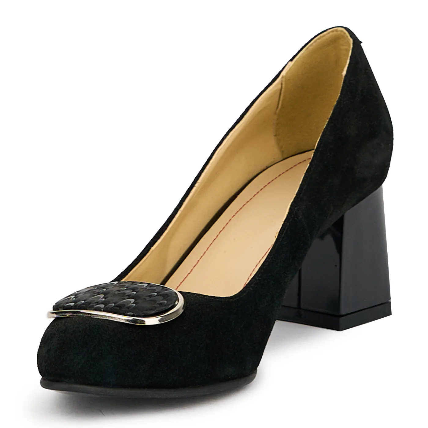 Pantofi dama din piele naturala neagra cu toc gros 7.5 cm 15123 - Image 3