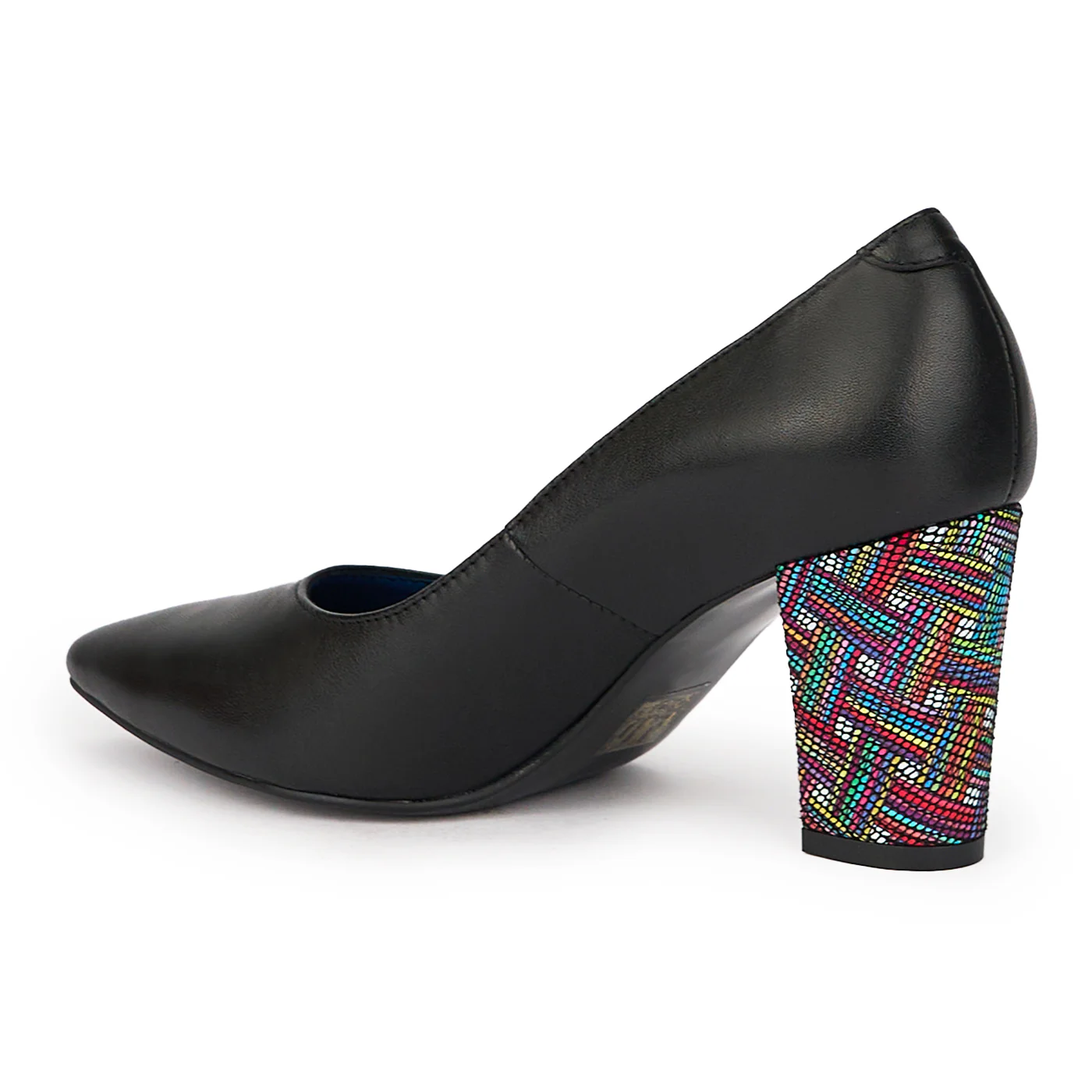 Pantofi dama din piele naturala neagra cu toc gros 7.5 cm 15355 - Image 2
