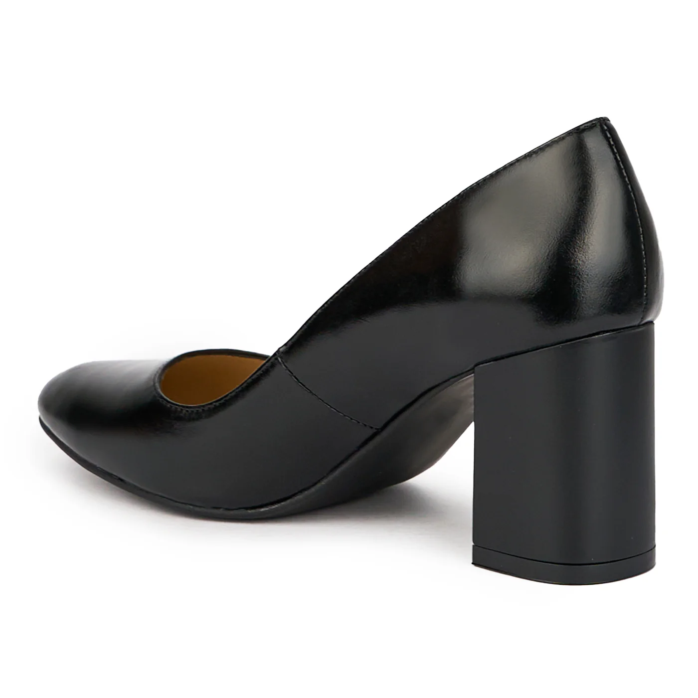 Pantofi dama din piele naturala neagra cu toc gros 7.5 cm 15543 - Image 2