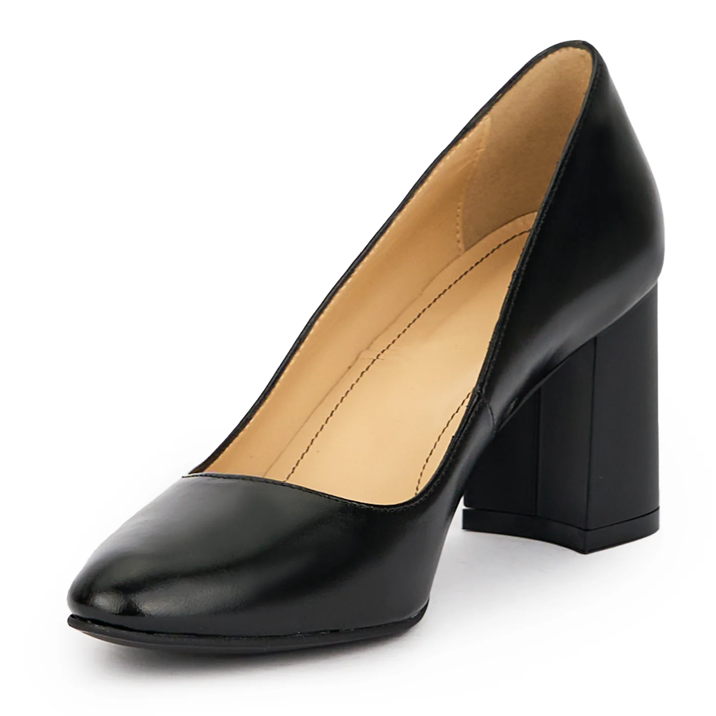 Pantofi dama din piele naturala neagra cu toc gros 7.5 cm 15543 - Image 3