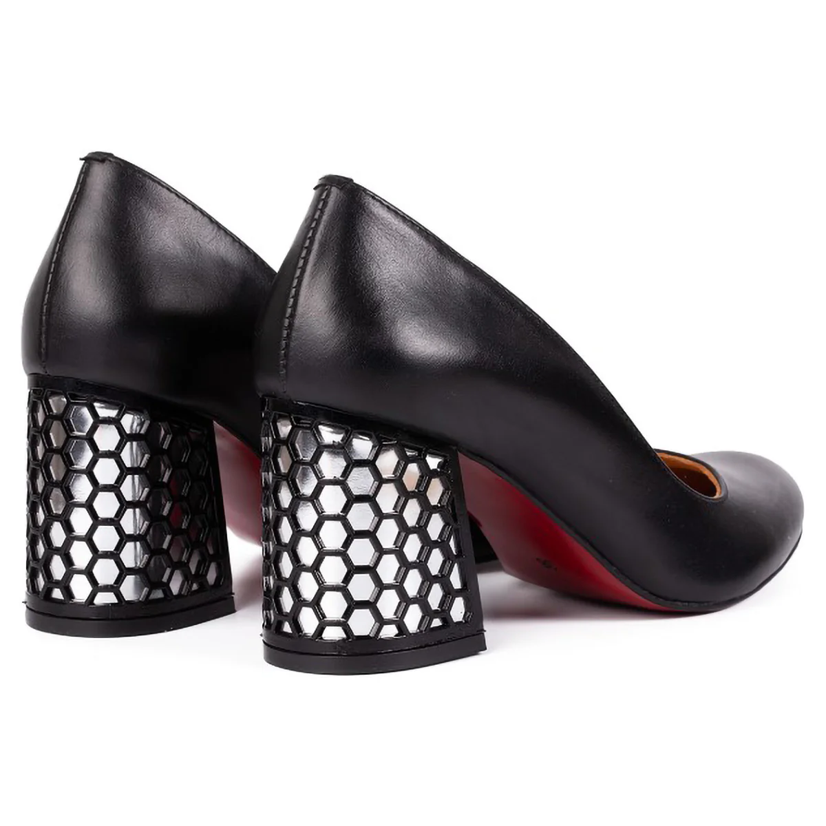 Pantofi dama din piele naturala neagra cu toc gros 7.5 cm 15724 - Image 2
