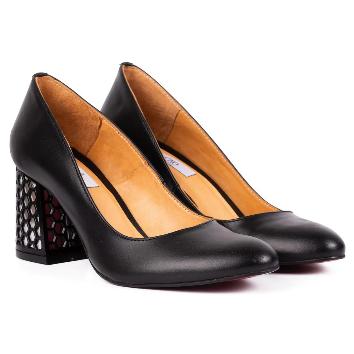 Pantofi dama din piele naturala neagra cu toc gros 7.5 cm 15724 - Image 3