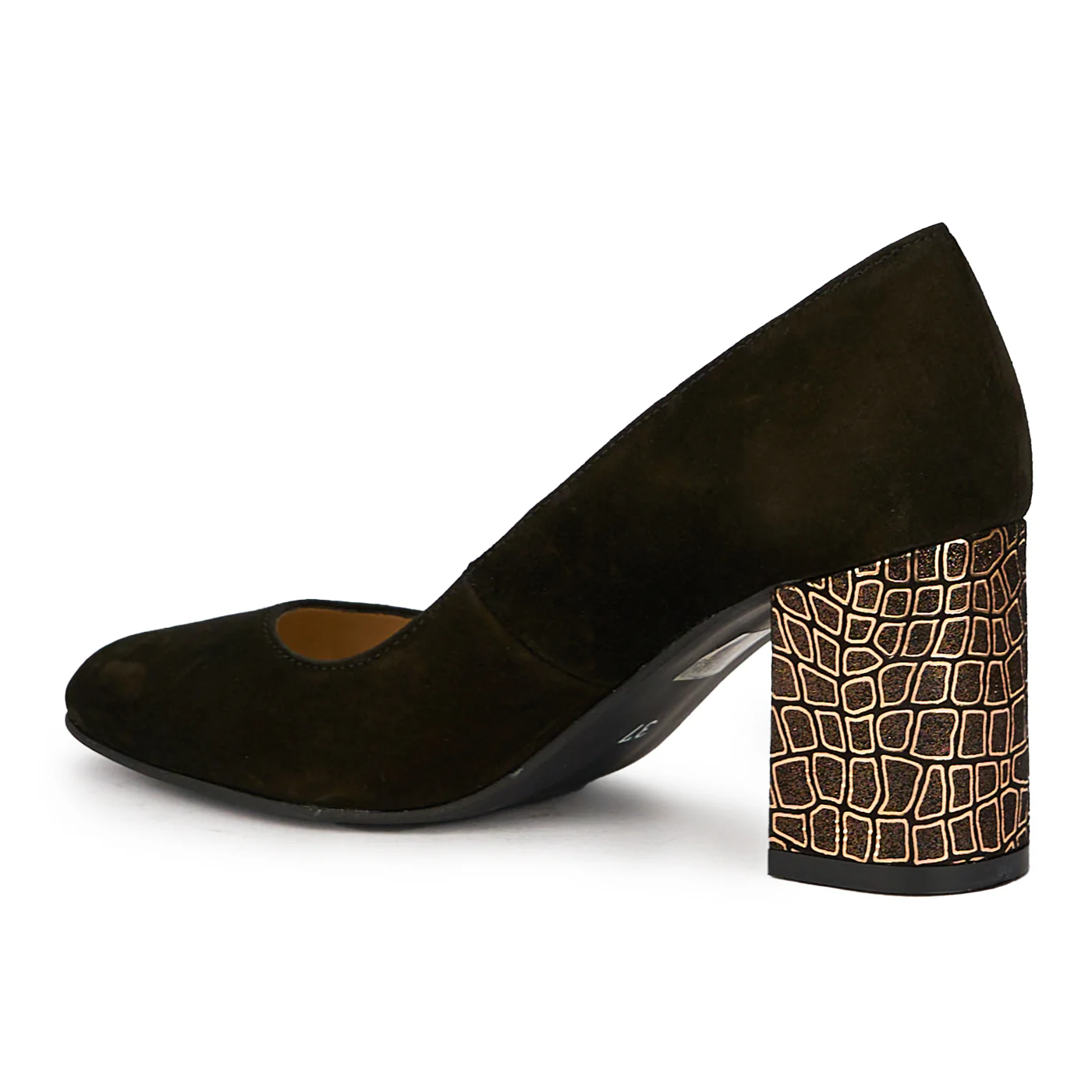 Pantofi dama din piele naturala neagra cu toc gros 7.5 cm 15865 - Image 2