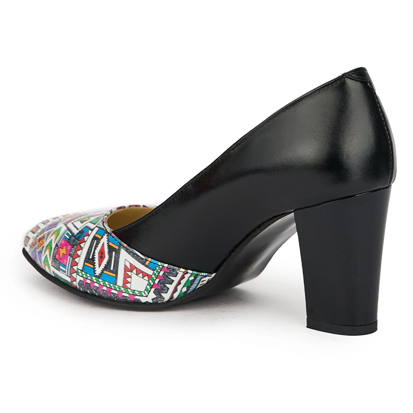 Pantofi dama din piele naturala neagra cu toc gros 7.5 cm 16259 - Image 2
